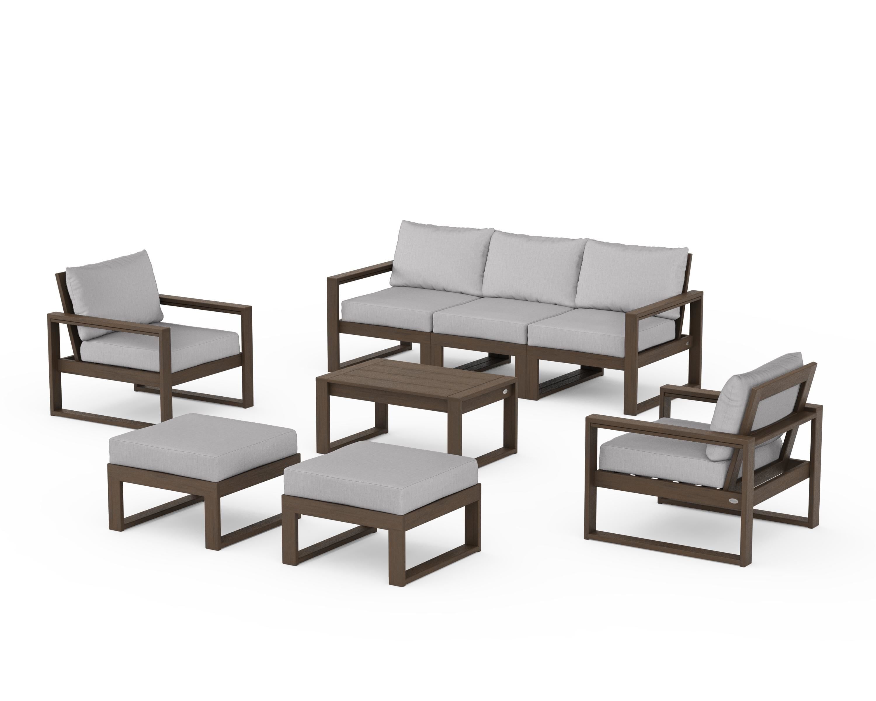 POLYWOOD EDGE Sectional 8-Piece Lounge Sofa Set in Kona / Granite