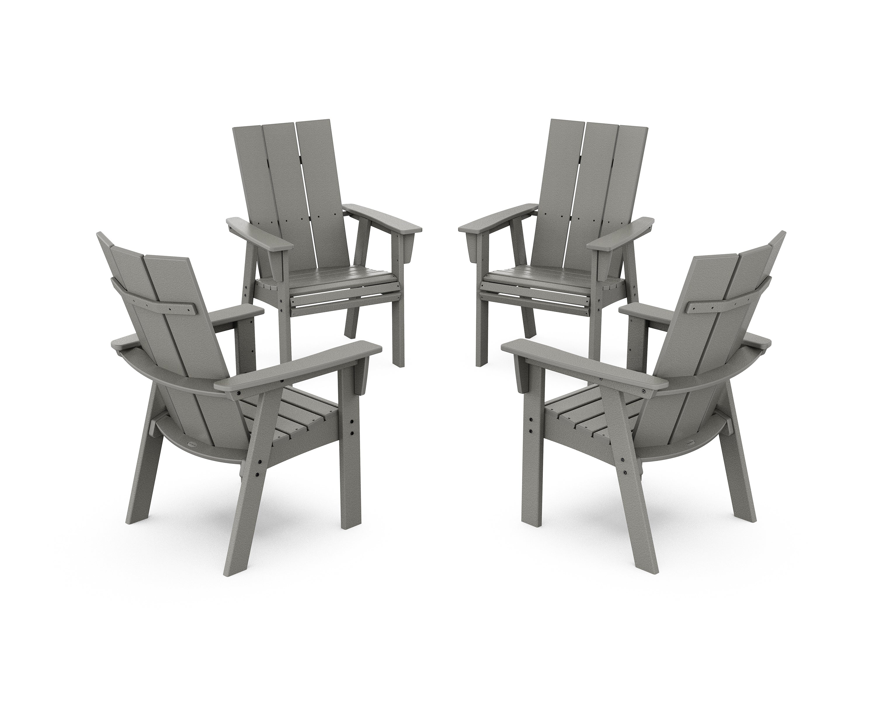POLYWOOD® Modern 4-Piece Curveback Upright Adirondack Conversation Set in Slate Grey