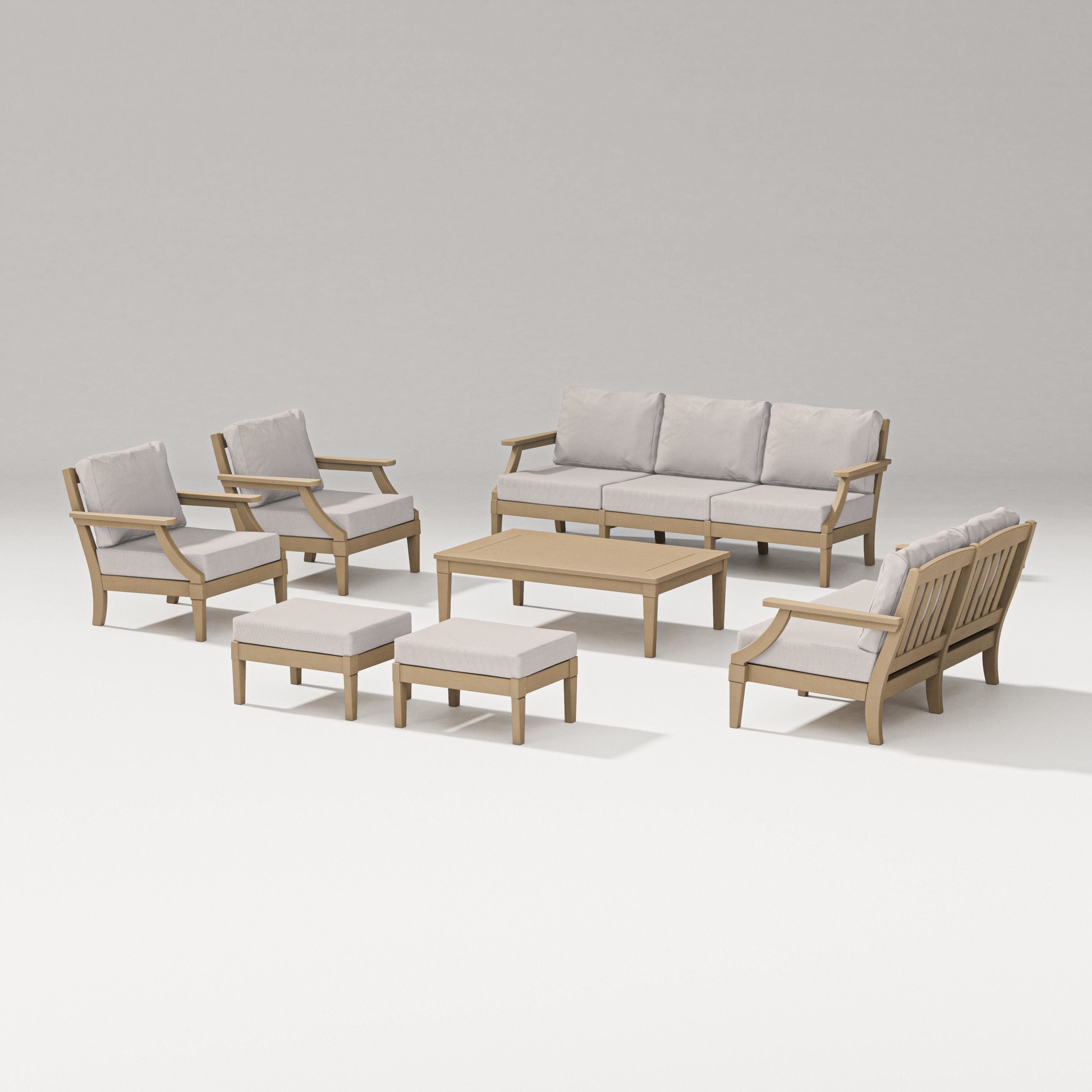 PW Designer Series Estate 7-Piece Lounge Sofa Set in Vintage Sahara / Dune Burlap