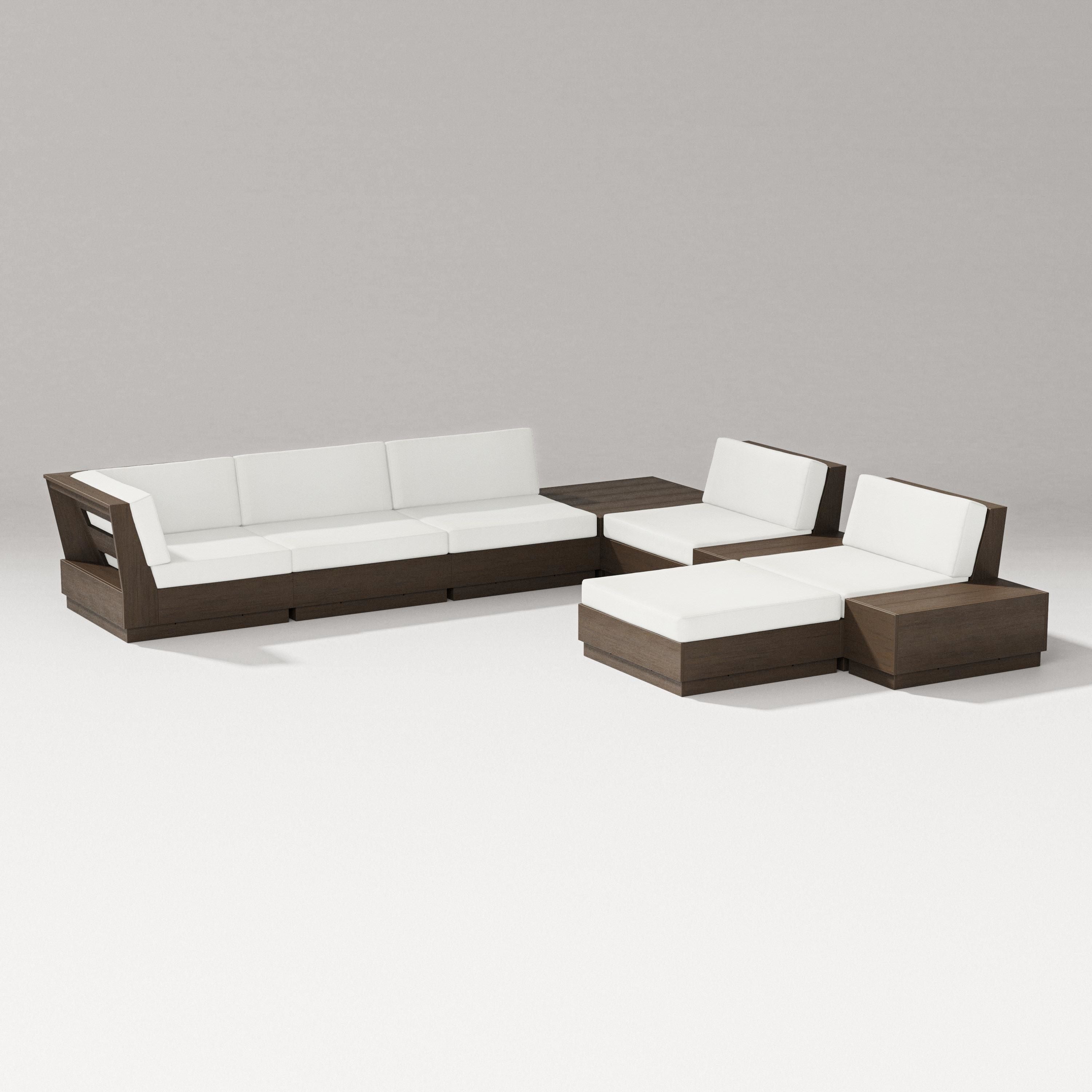 PW Designer Series Elevate 9-Piece Conversation Sectional in Kona / Natural Linen