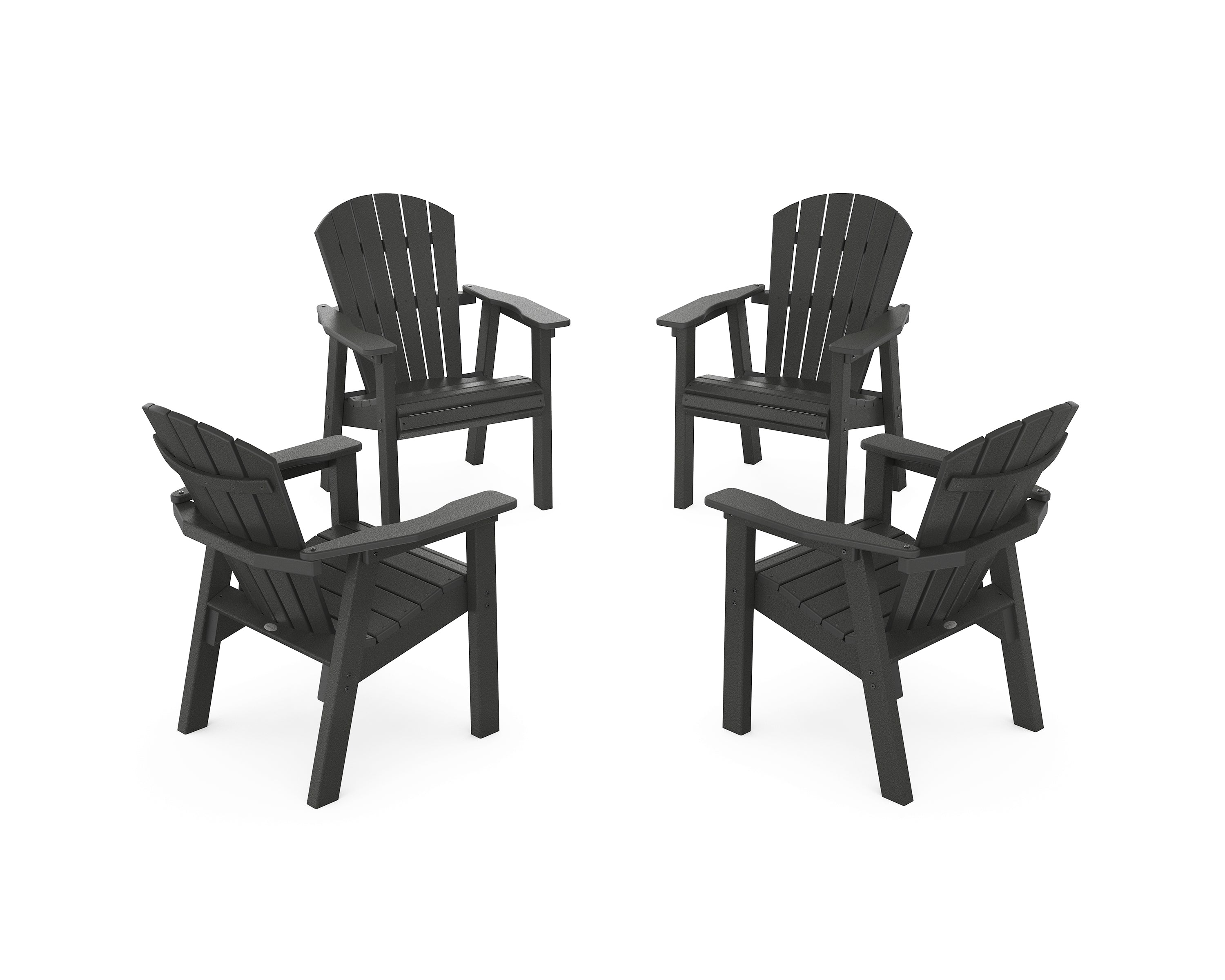 POLYWOOD® Seashell 4-Piece Upright Adirondack Conversation Set in Black