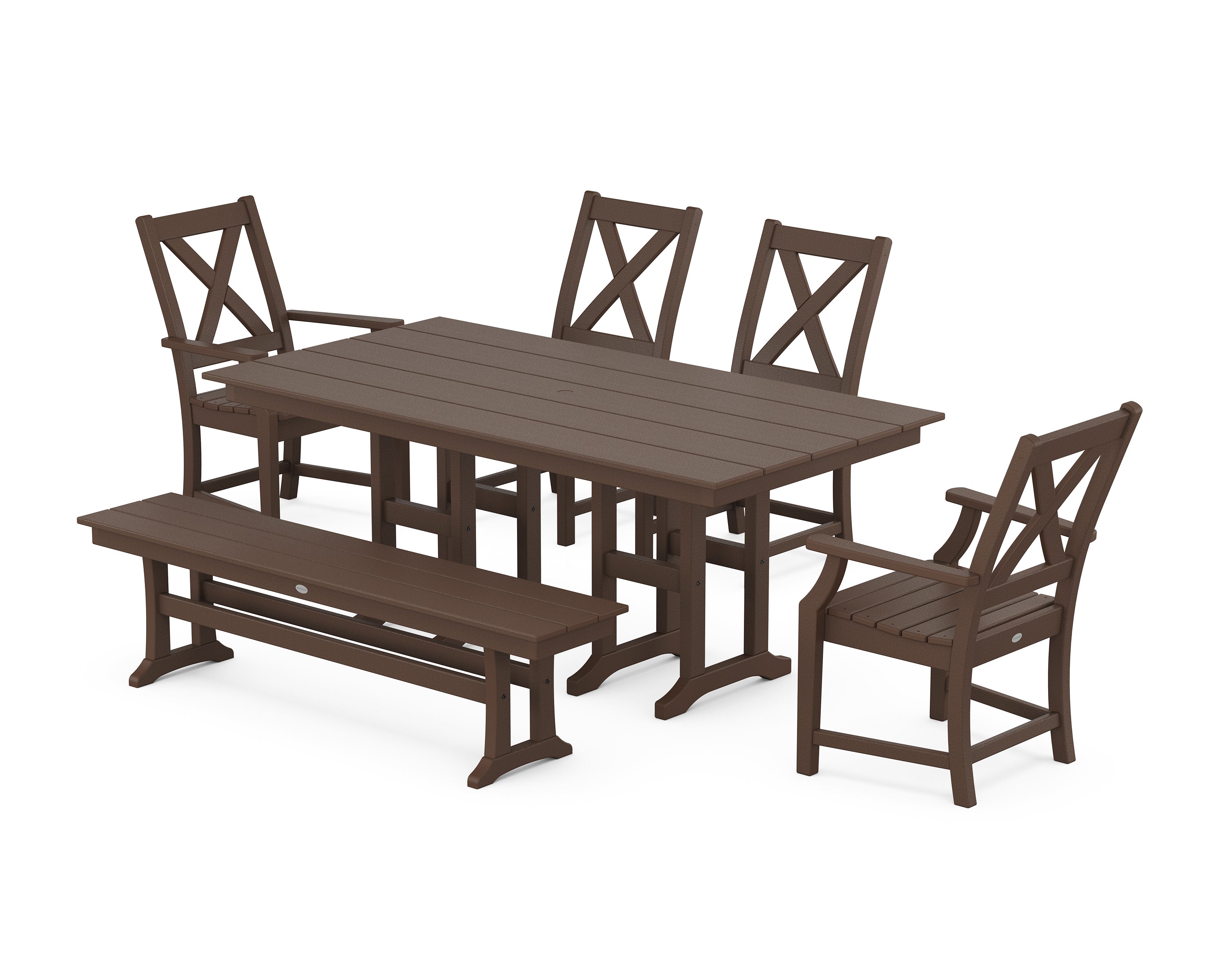 POLYWOOD® Braxton 6-Piece Farmhouse Dining Set in Mahogany