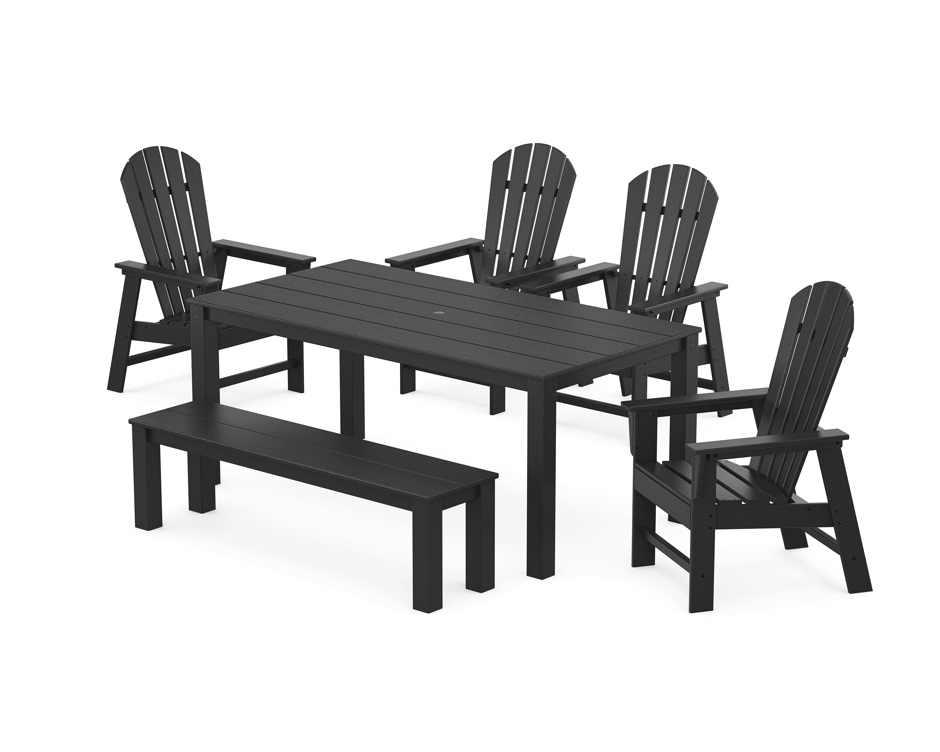 POLYWOOD South Beach 6-Piece Parsons Dining Set with Bench in Black