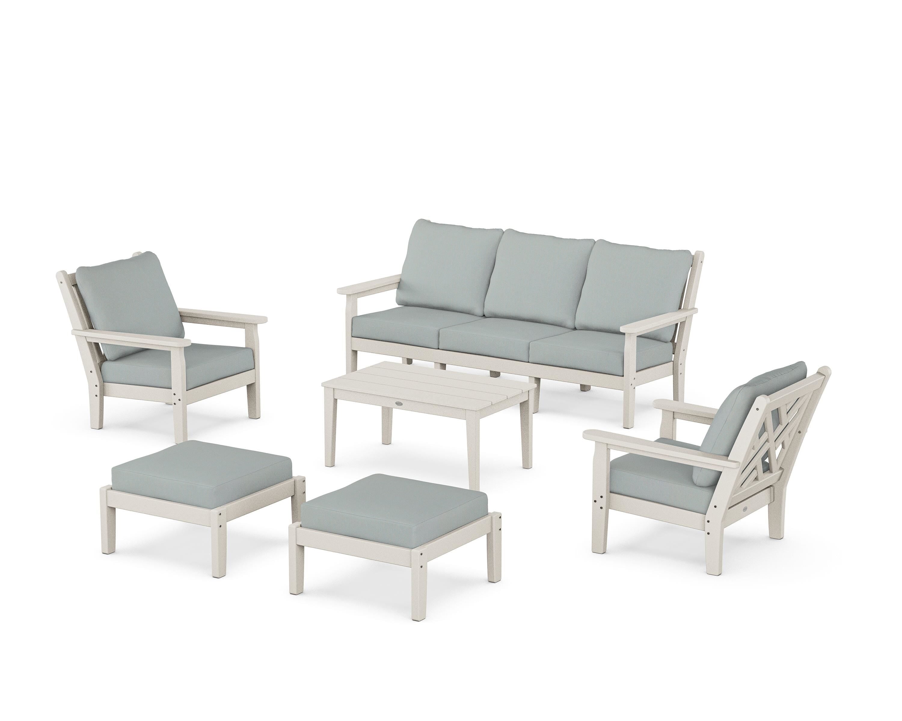 POLYWOOD Chippendale 6-Piece Lounge Sofa Set in Sand / Spa