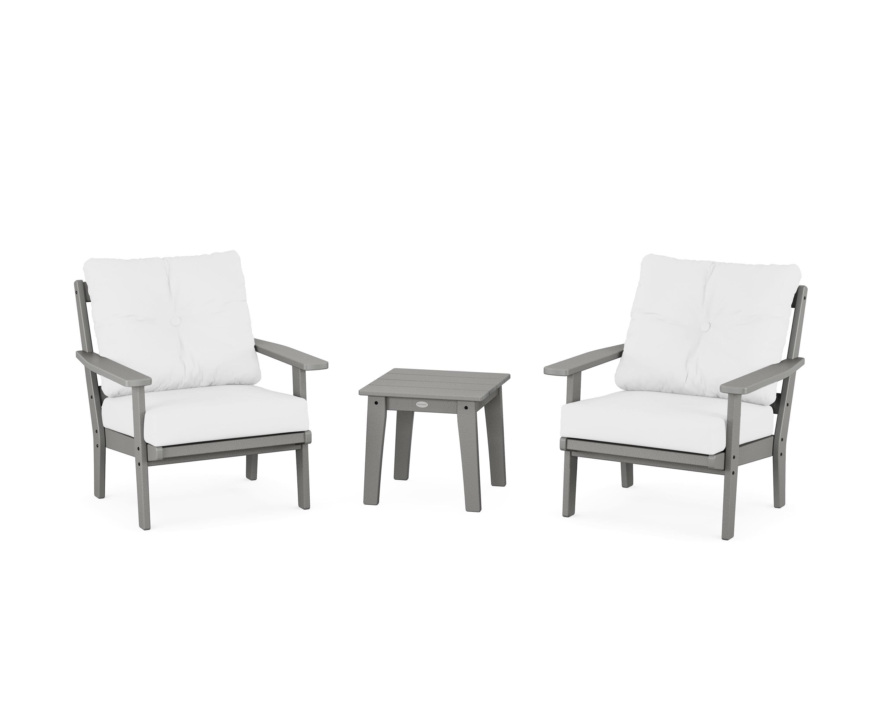 POLYWOOD Oxford 3-Piece Deep Seating Set in Slate Grey / Natural