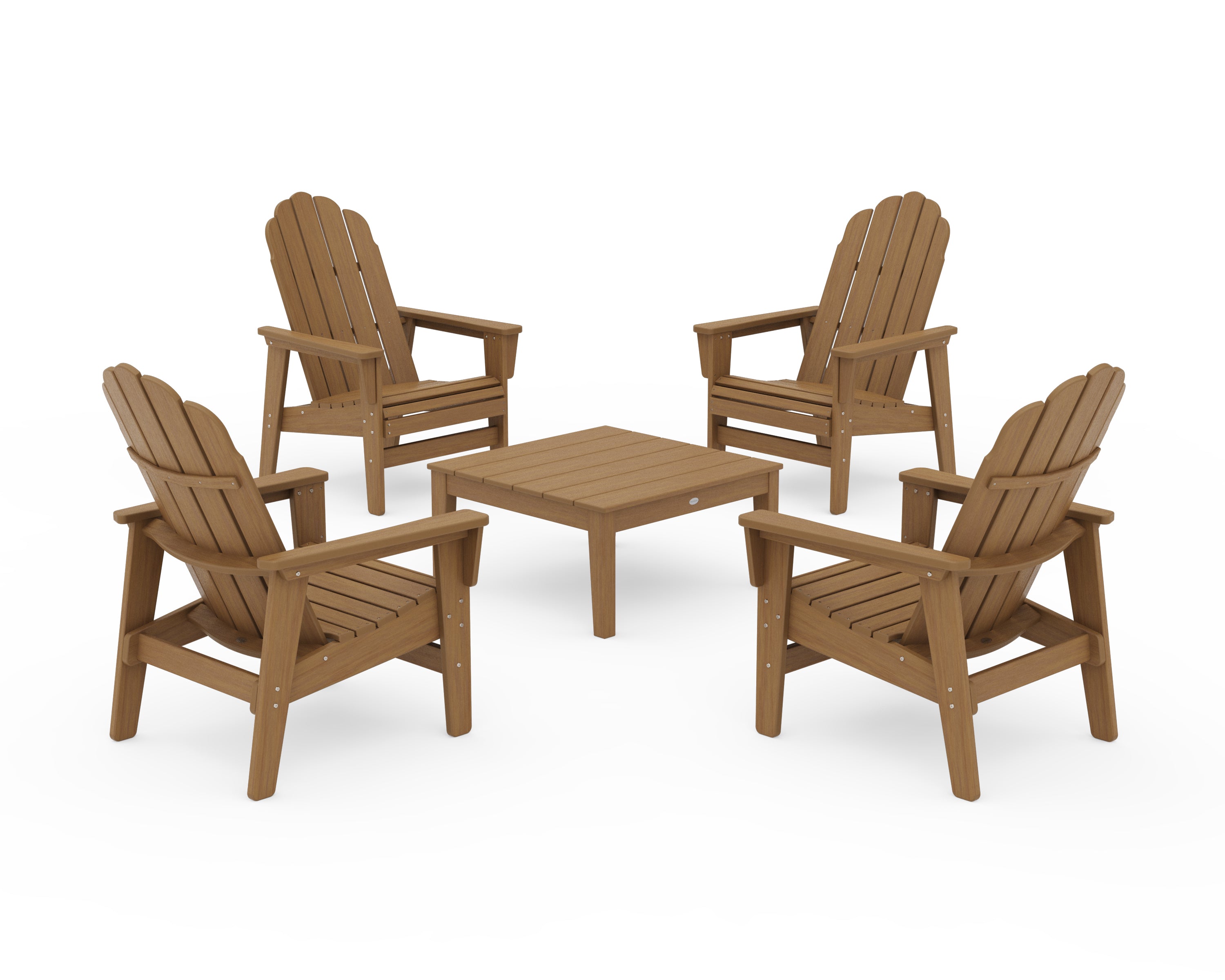 POLYWOOD 5-Piece Vineyard Grand Upright Adirondack Chair Conversation Group in Natural