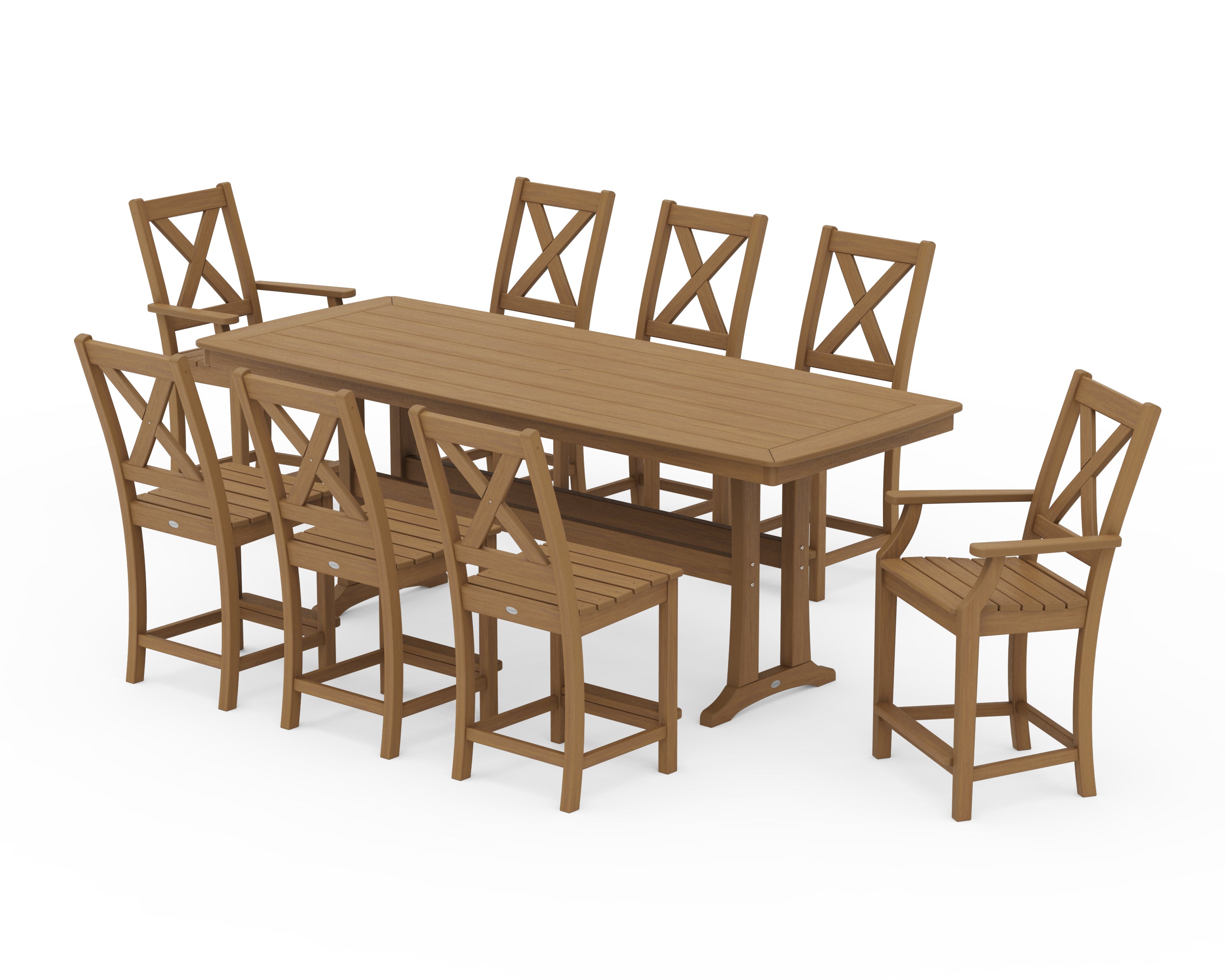 POLYWOOD Braxton 9-Piece Counter Set with Trestle Legs in Natural