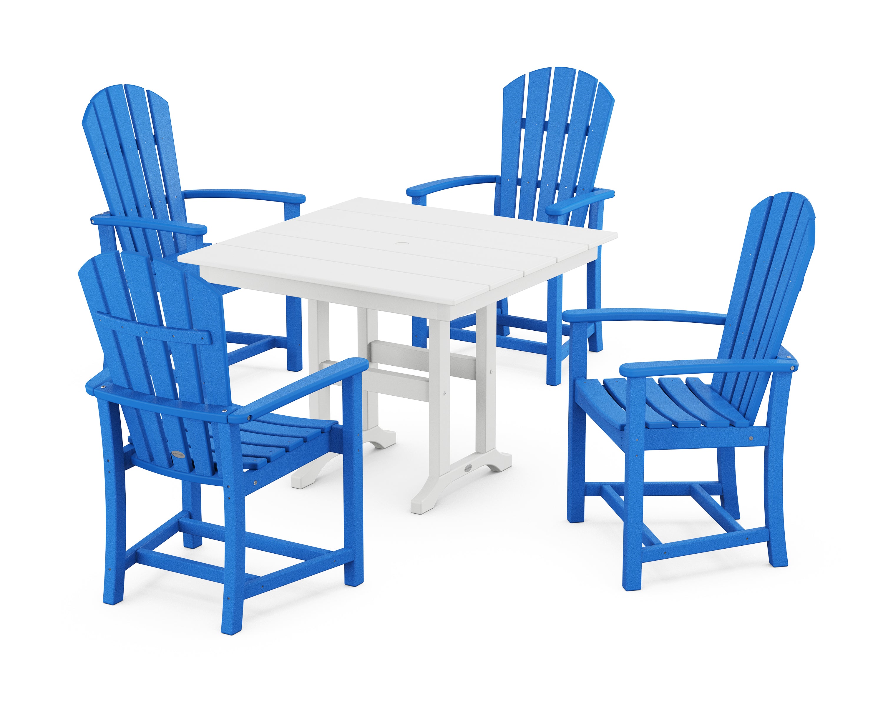 POLYWOOD Palm Coast 5-Piece Farmhouse Dining Set in Pacific Blue / White