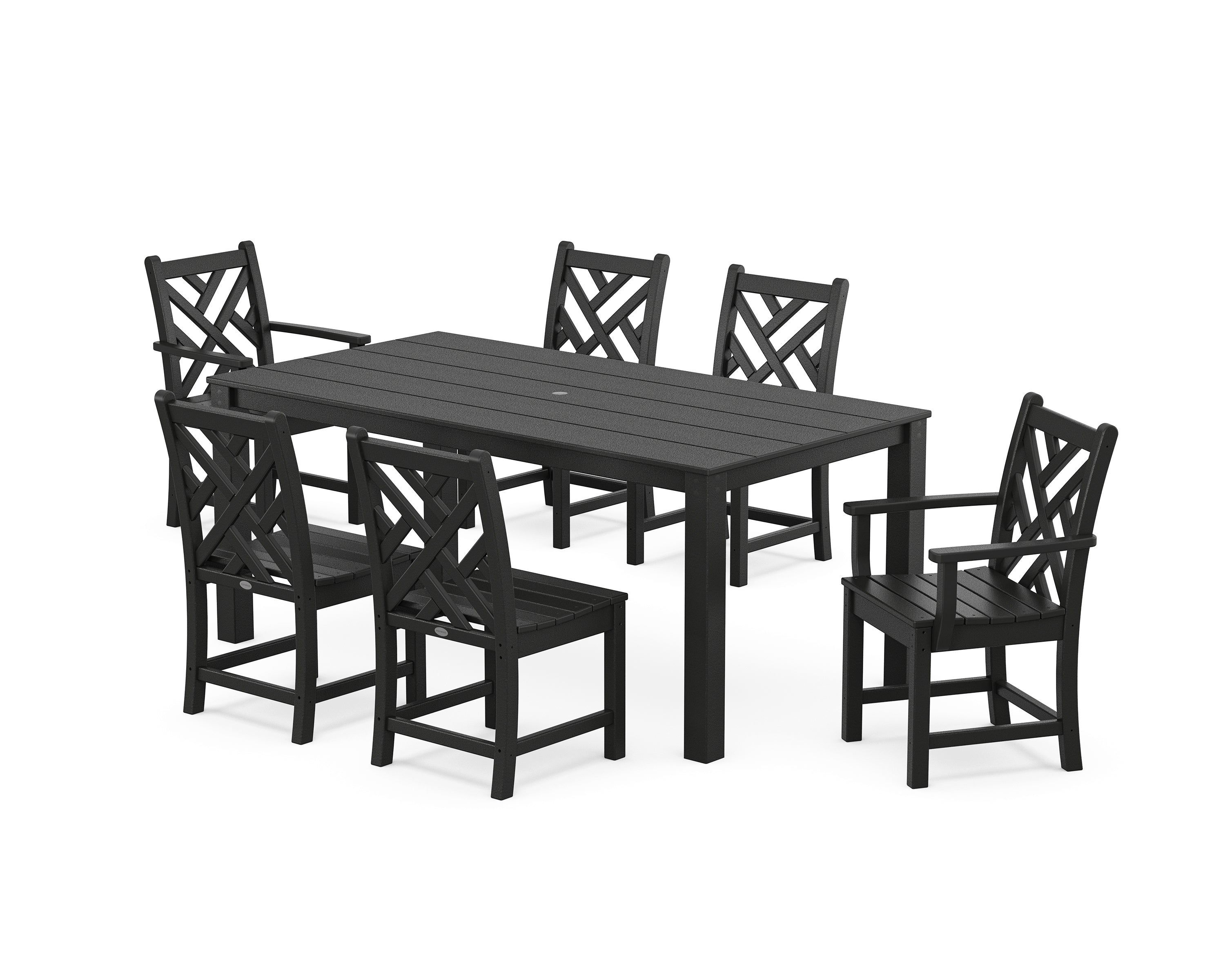 POLYWOOD Chippendale 7-Piece Parsons Dining Set in Black
