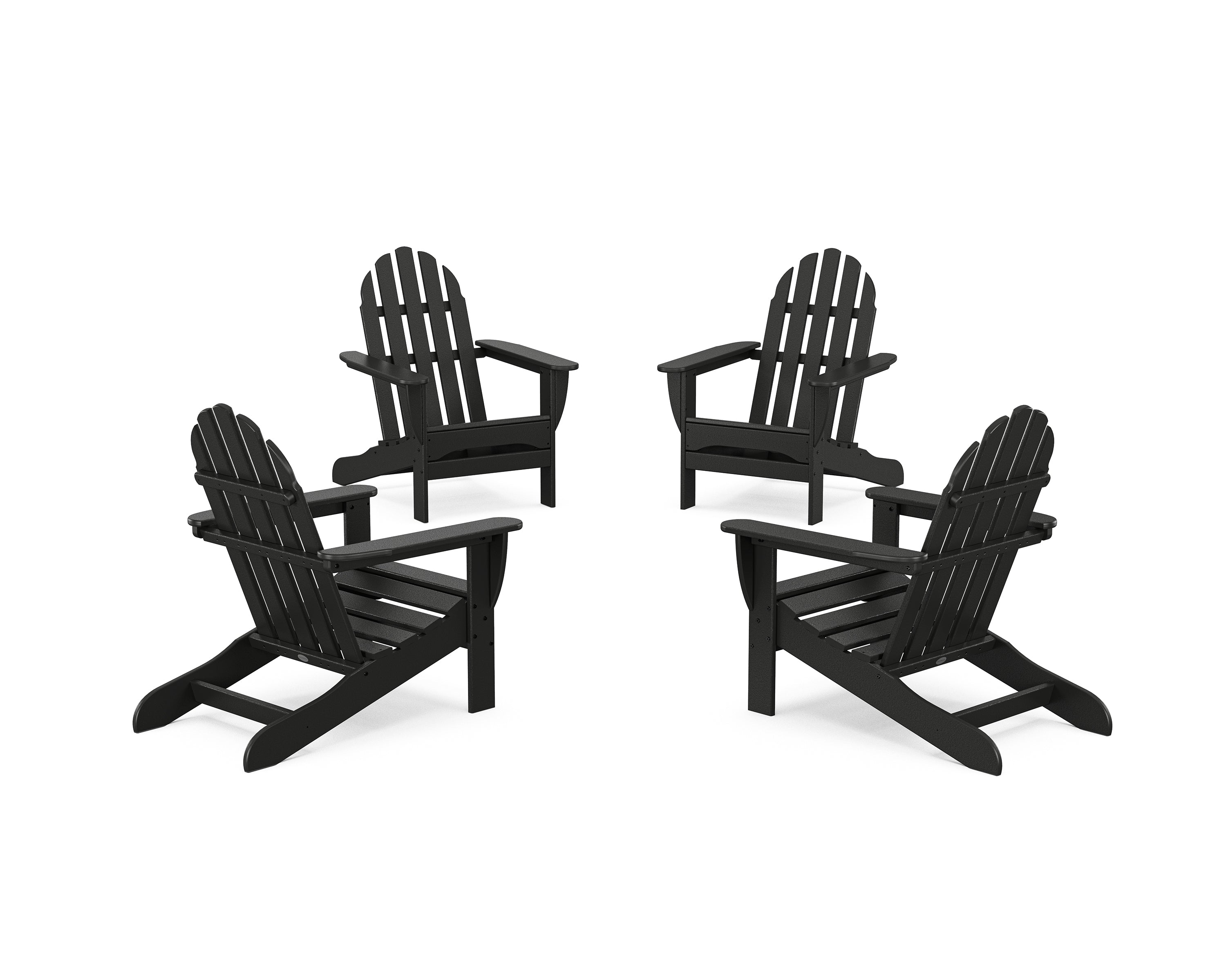 POLYWOOD 4-Piece Classic Adirondack Conversation Set in Black