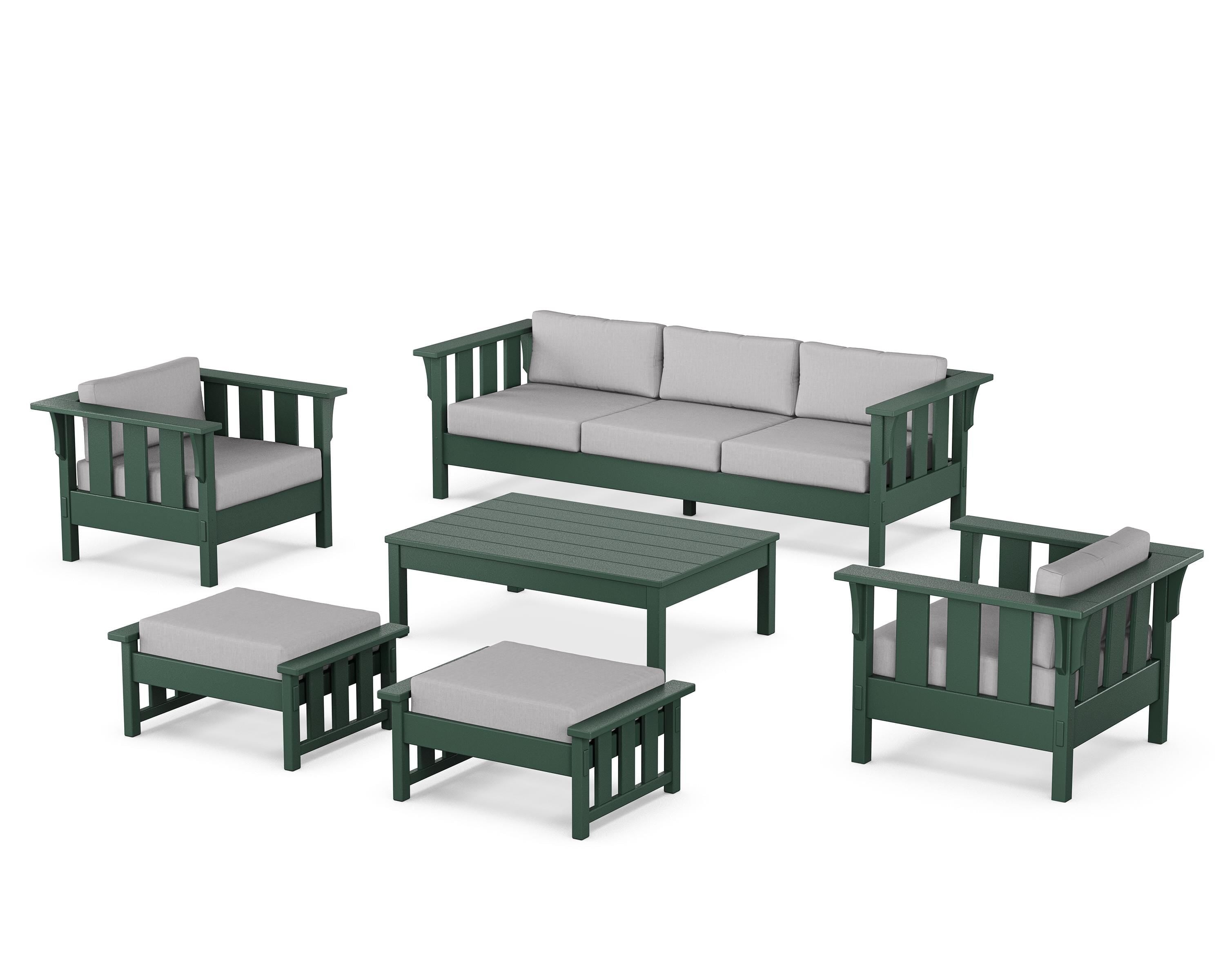 Martha Stewart by POLYWOOD Acadia 6-Piece Lounge Sofa Set in Green / Granite