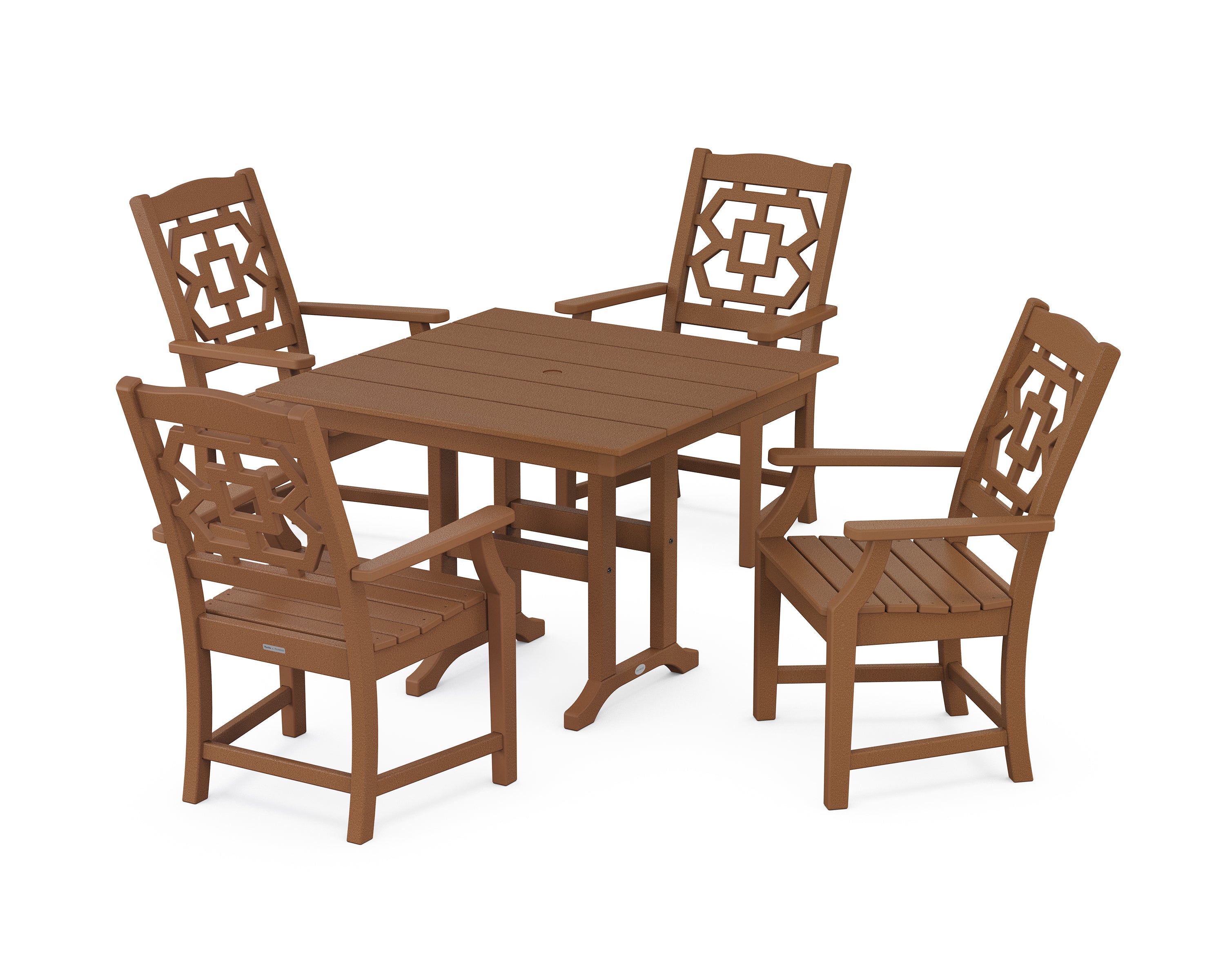 Martha Stewart by POLYWOOD Chinoiserie 5-Piece Farmhouse Dining Set in Teak