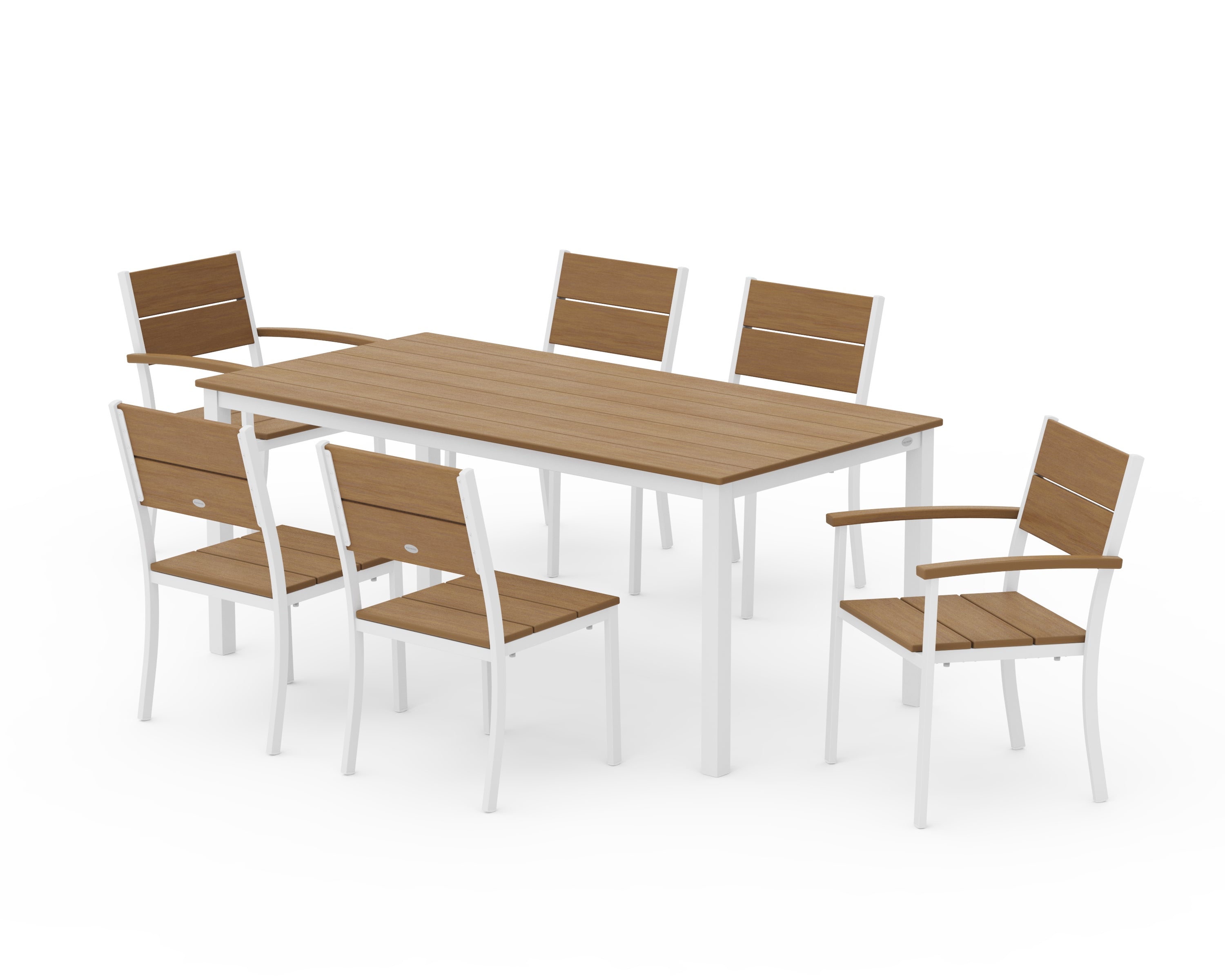 POLYWOOD Main Street 7-Piece Dining Set in White / Natural