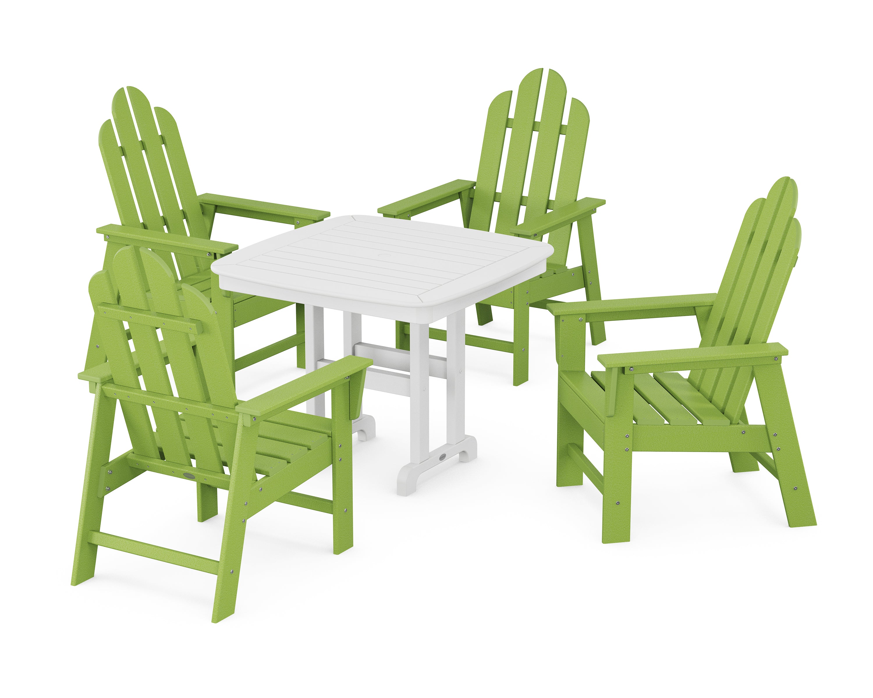POLYWOOD Long Island 5-Piece Dining Set in Lime / White