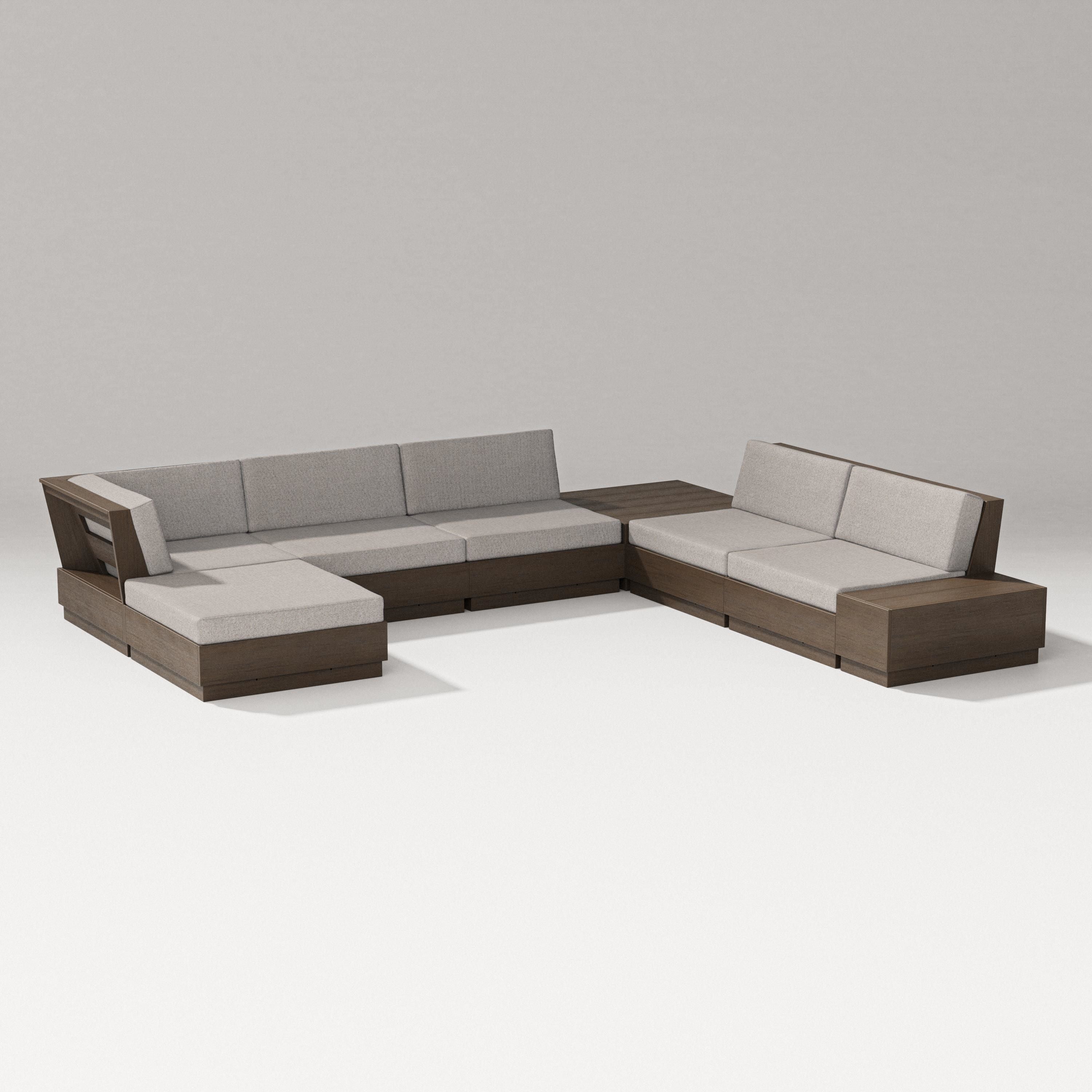 PW Designer Series Elevate 8-Piece Corner Sectional in Kona / Weathered Tweed