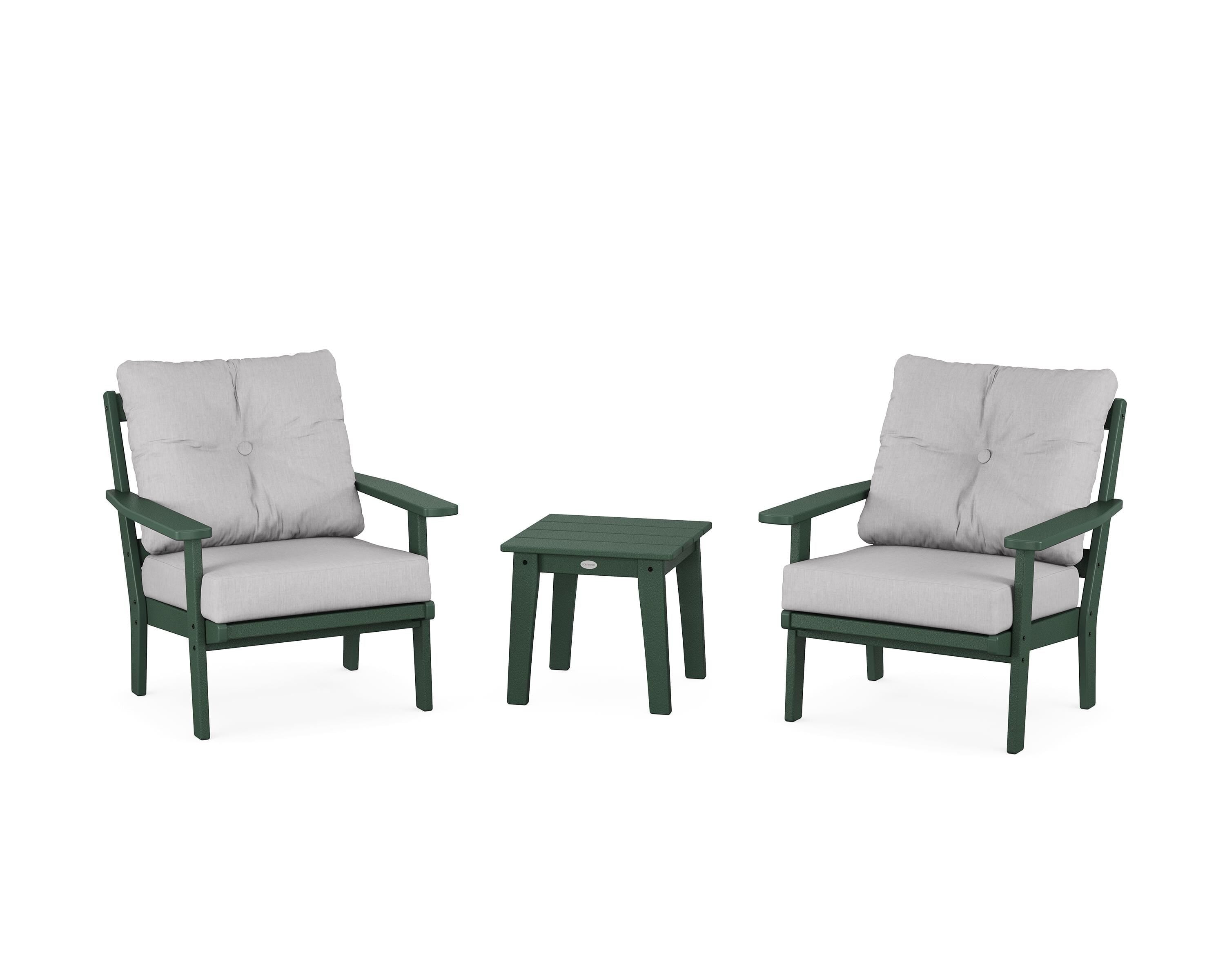 POLYWOOD Prairie 3-Piece Deep Seating Set in Green / Granite