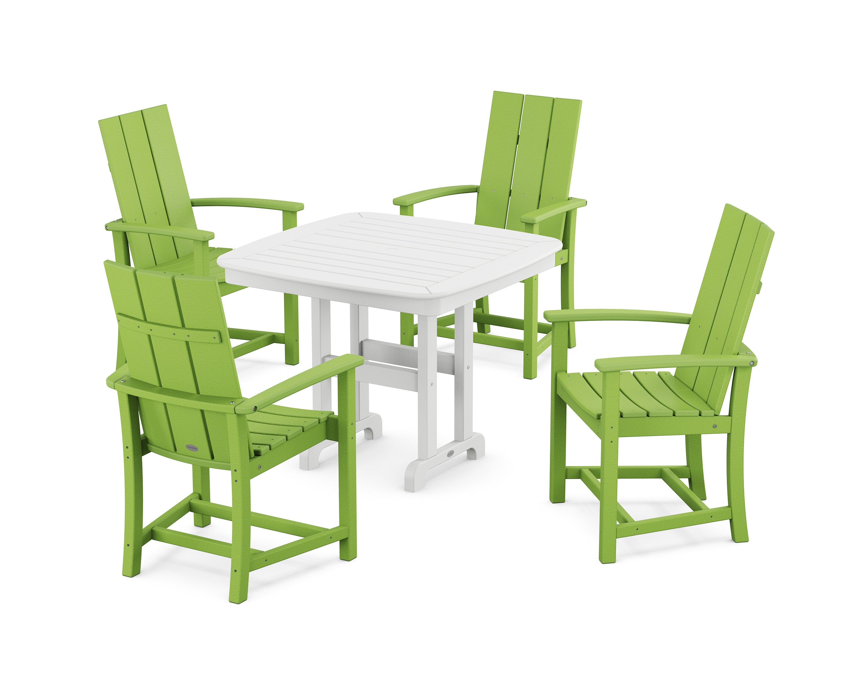 POLYWOOD® Modern Adirondack 5-Piece Dining Set in Lime / White