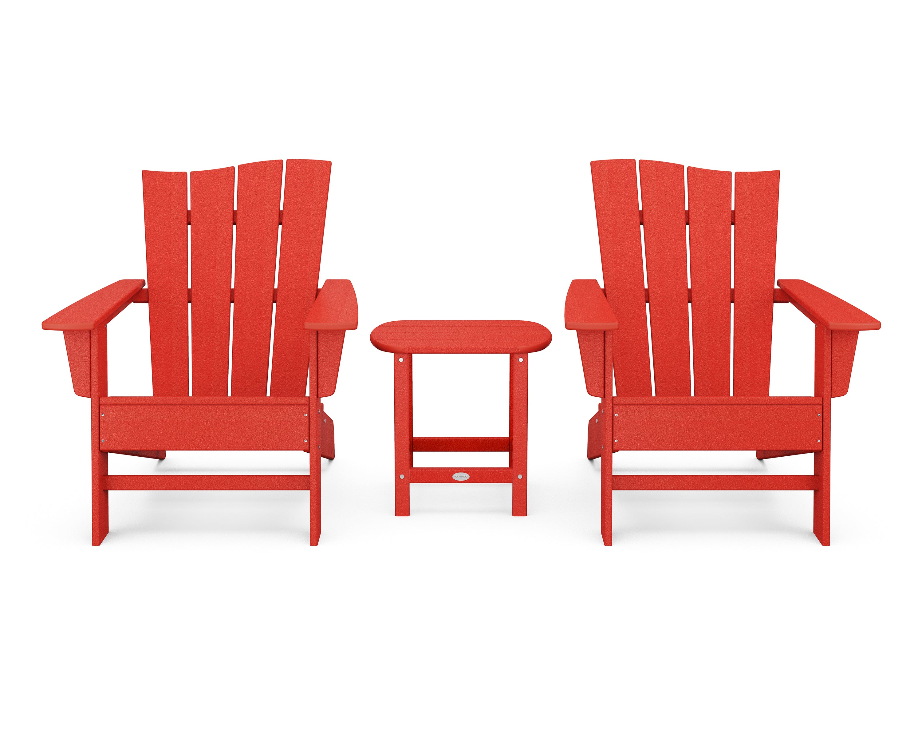 POLYWOOD® Wave 3-Piece Adirondack Chair Set in Sunset Red
