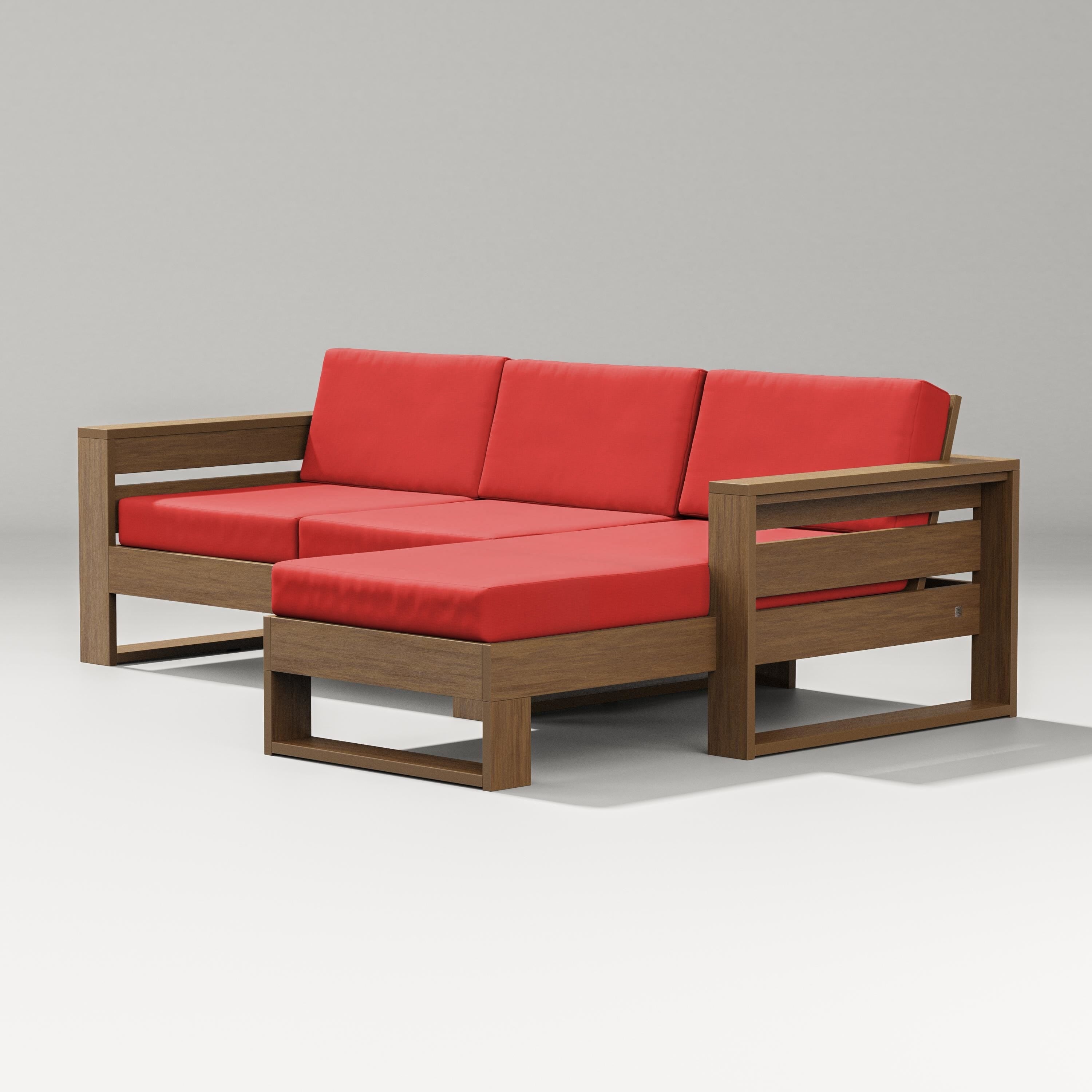 PW Designer Series Latitude Right Chaise Sectional in Natural / Crimson Linen