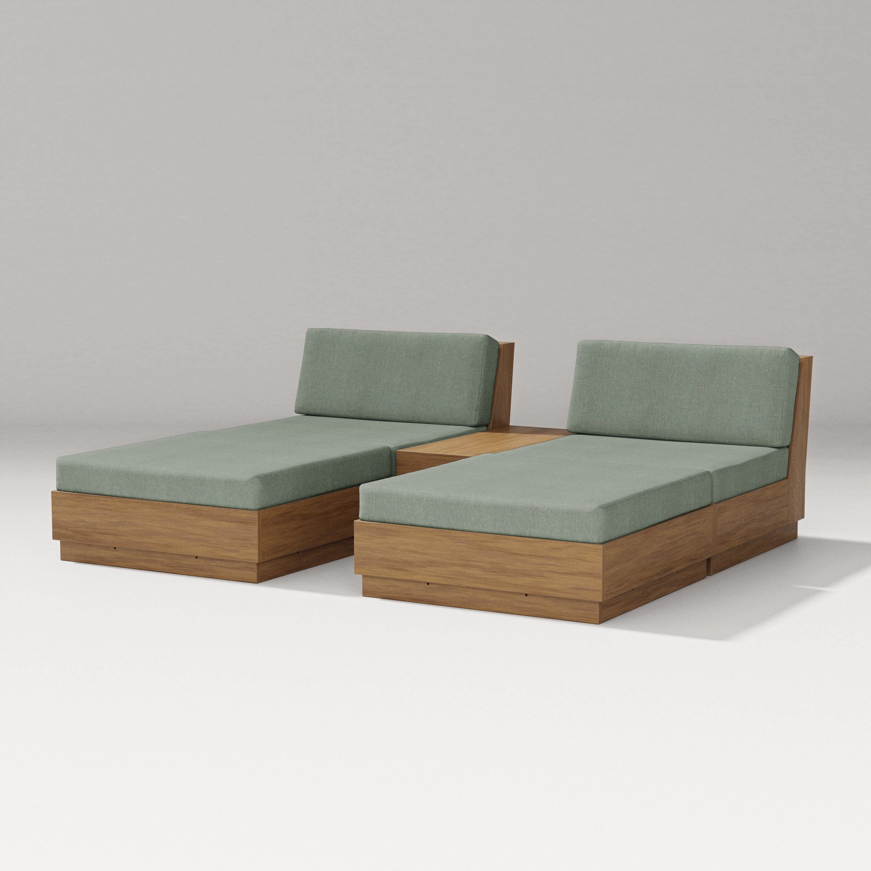 PW Designer Series Elevate Double Chaise Set in Natural / Cast Sage