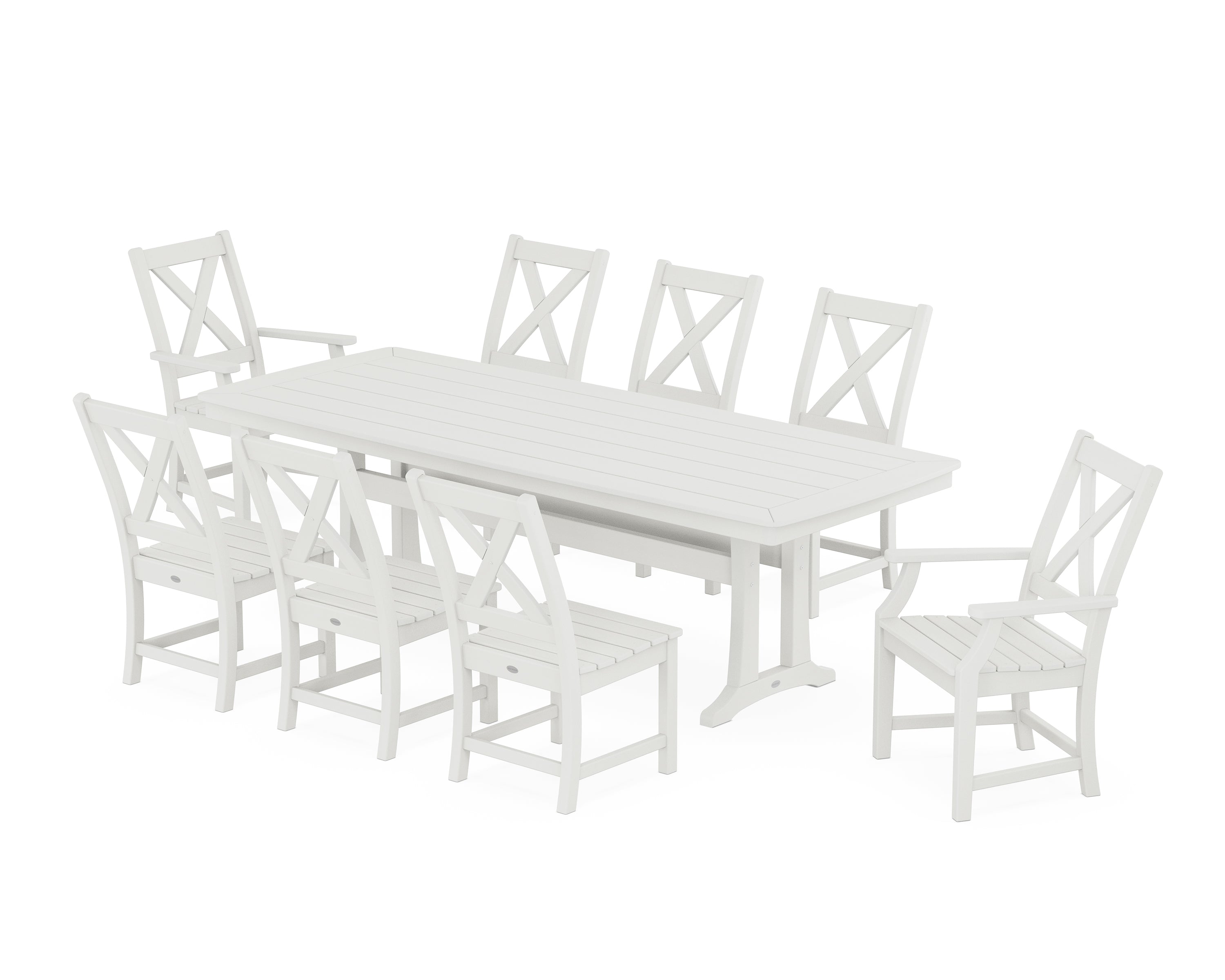 POLYWOOD® Braxton 9-Piece Dining Set with Trestle Legs in Vintage White