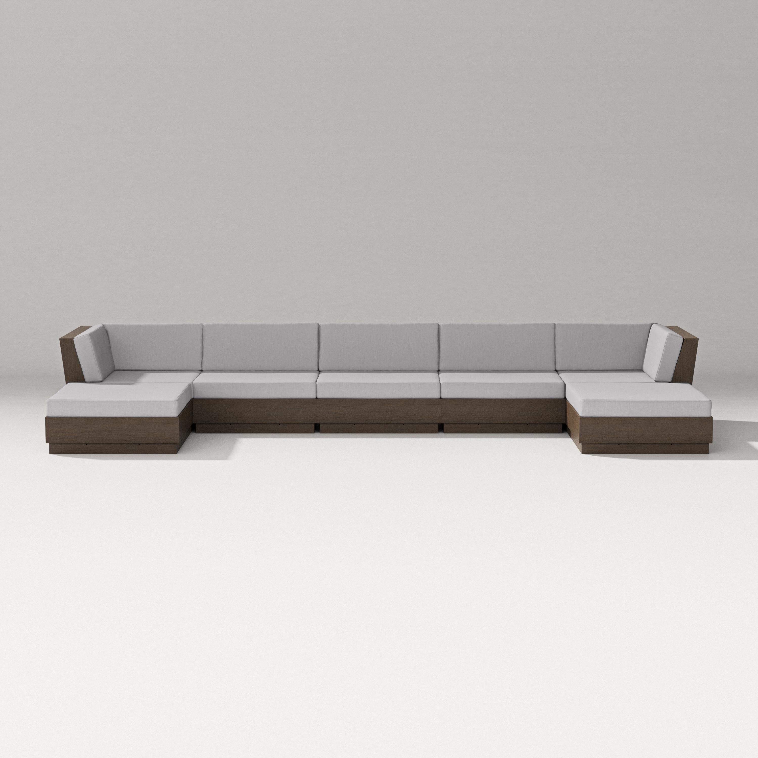 PW Designer Series Elevate 7-Piece Double Chaise Sectional in Kona / Granite
