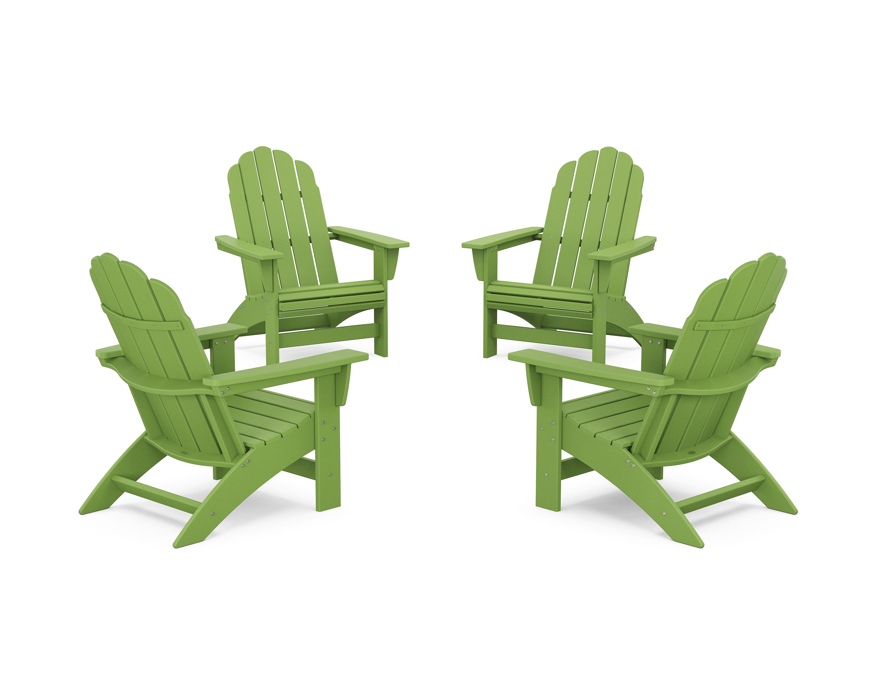 POLYWOOD 4-Piece Vineyard Grand Adirondack Chair Conversation Set in Lime