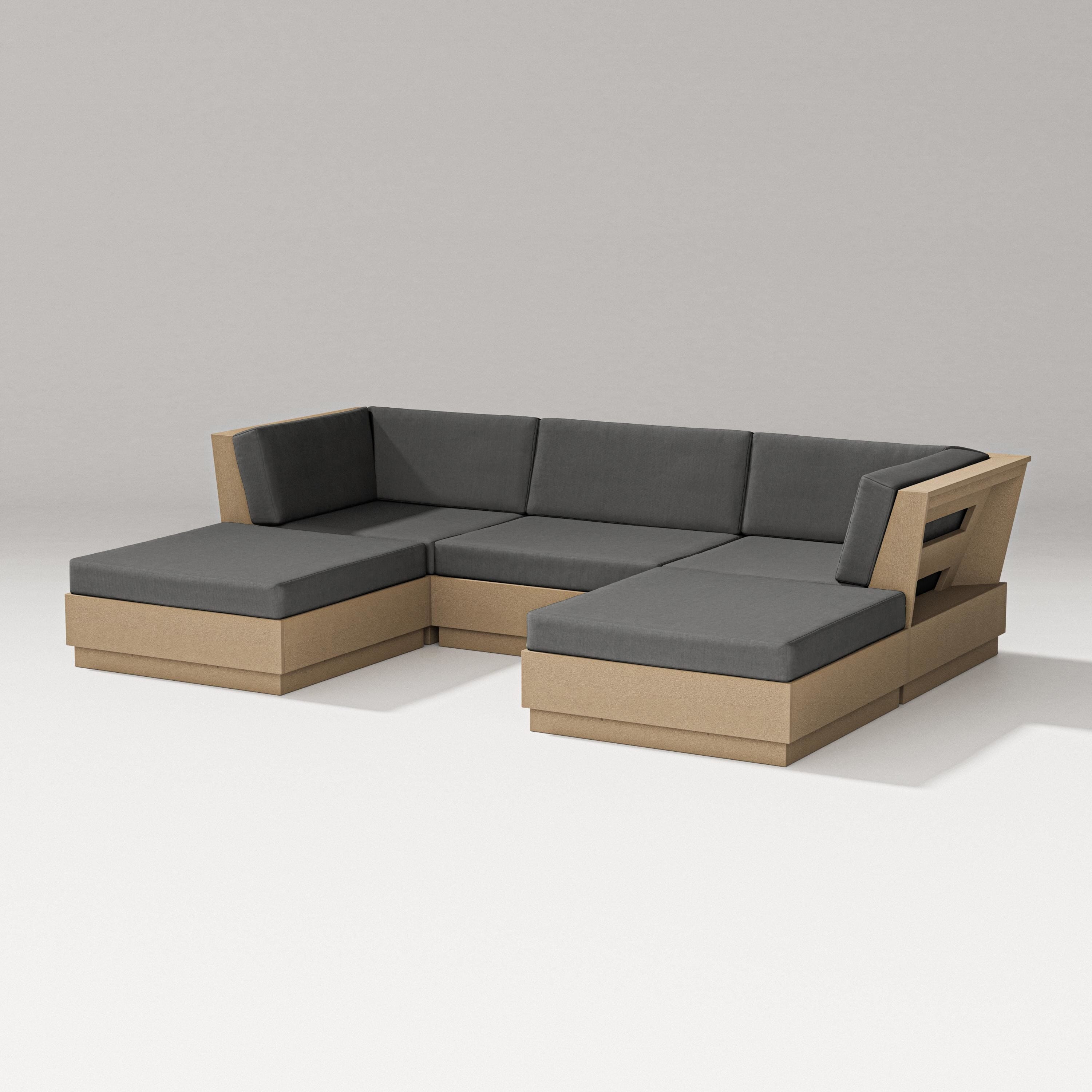 PW Designer Series Elevate Double Chaise Sectional in Vintage Sahara / Spectrum Carbon
