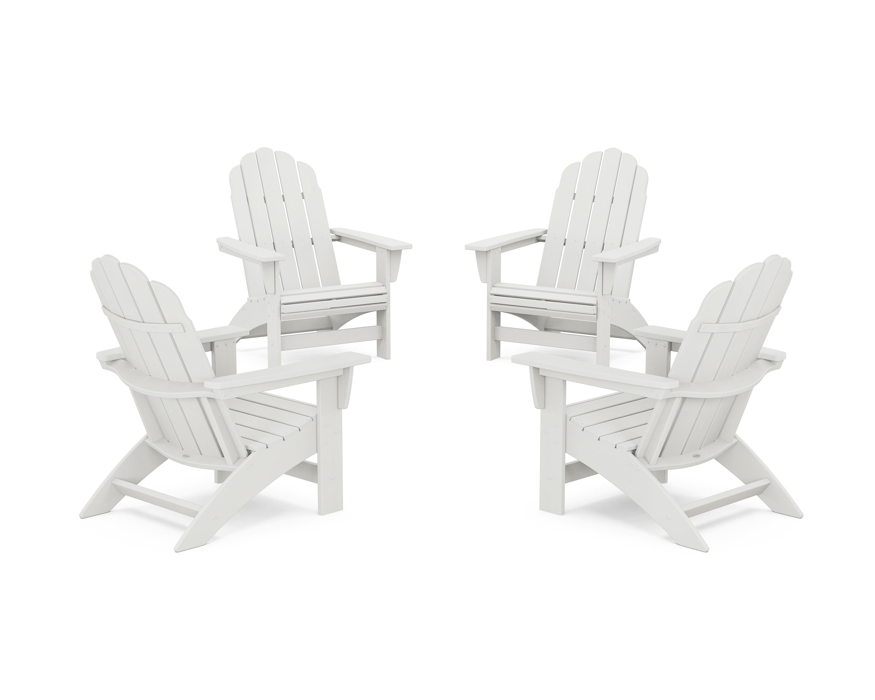 POLYWOOD 4-Piece Vineyard Grand Adirondack Chair Conversation Set in Vintage White
