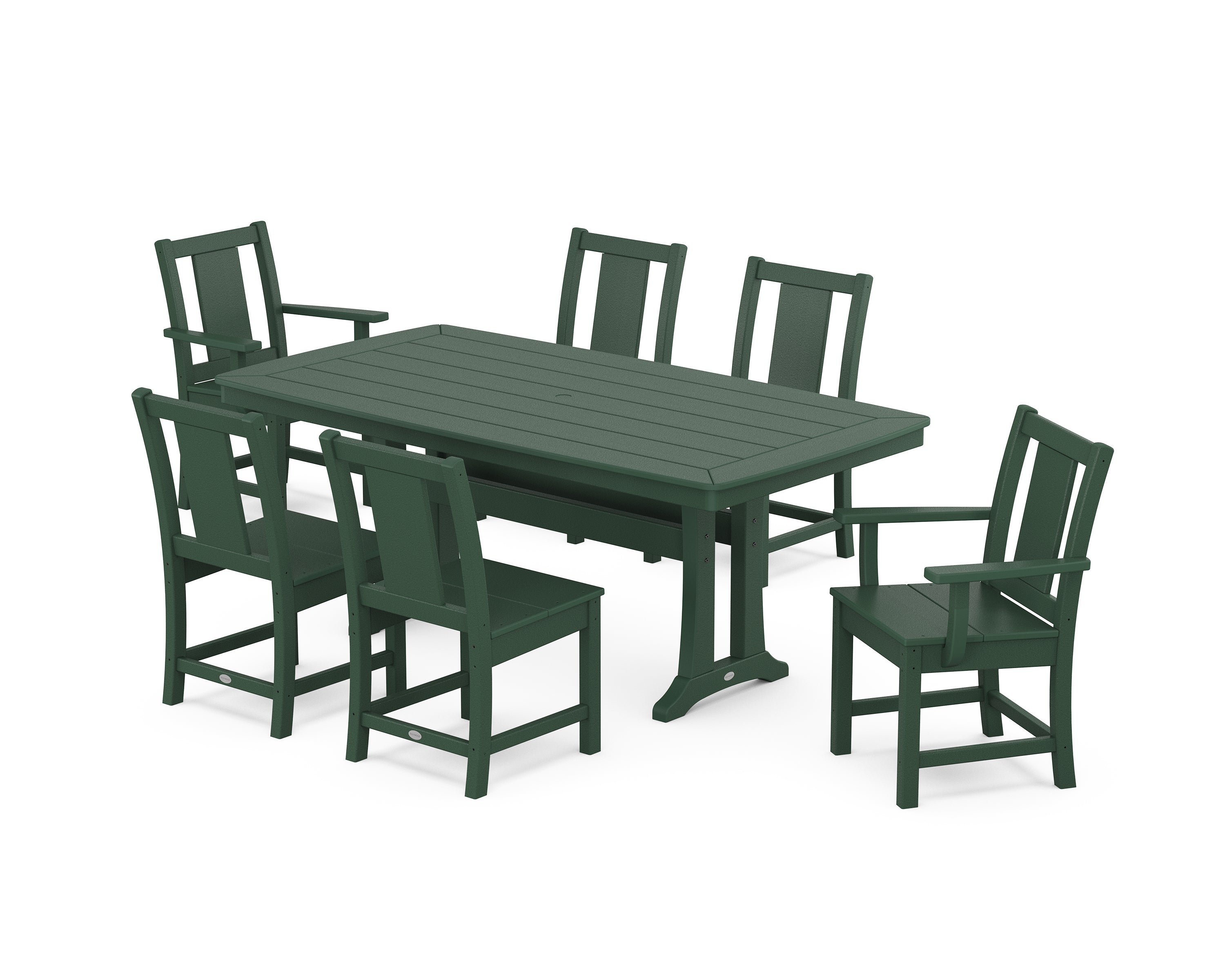 POLYWOOD Prairie 7-Piece Dining Set with Trestle Legs in Green
