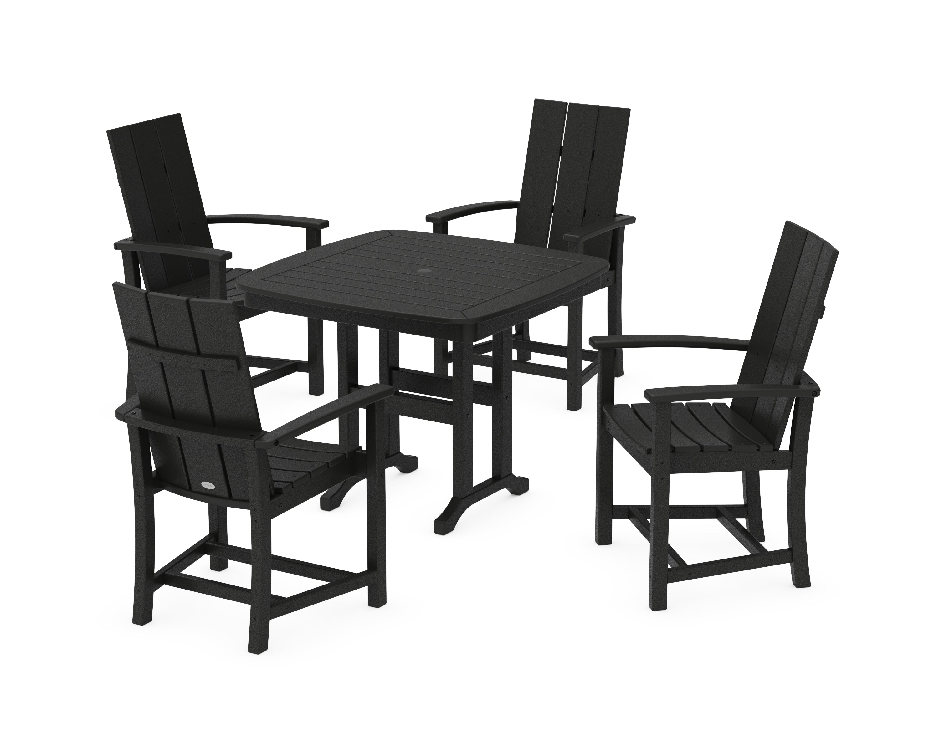 POLYWOOD Modern Adirondack 5-Piece Dining Set in Black