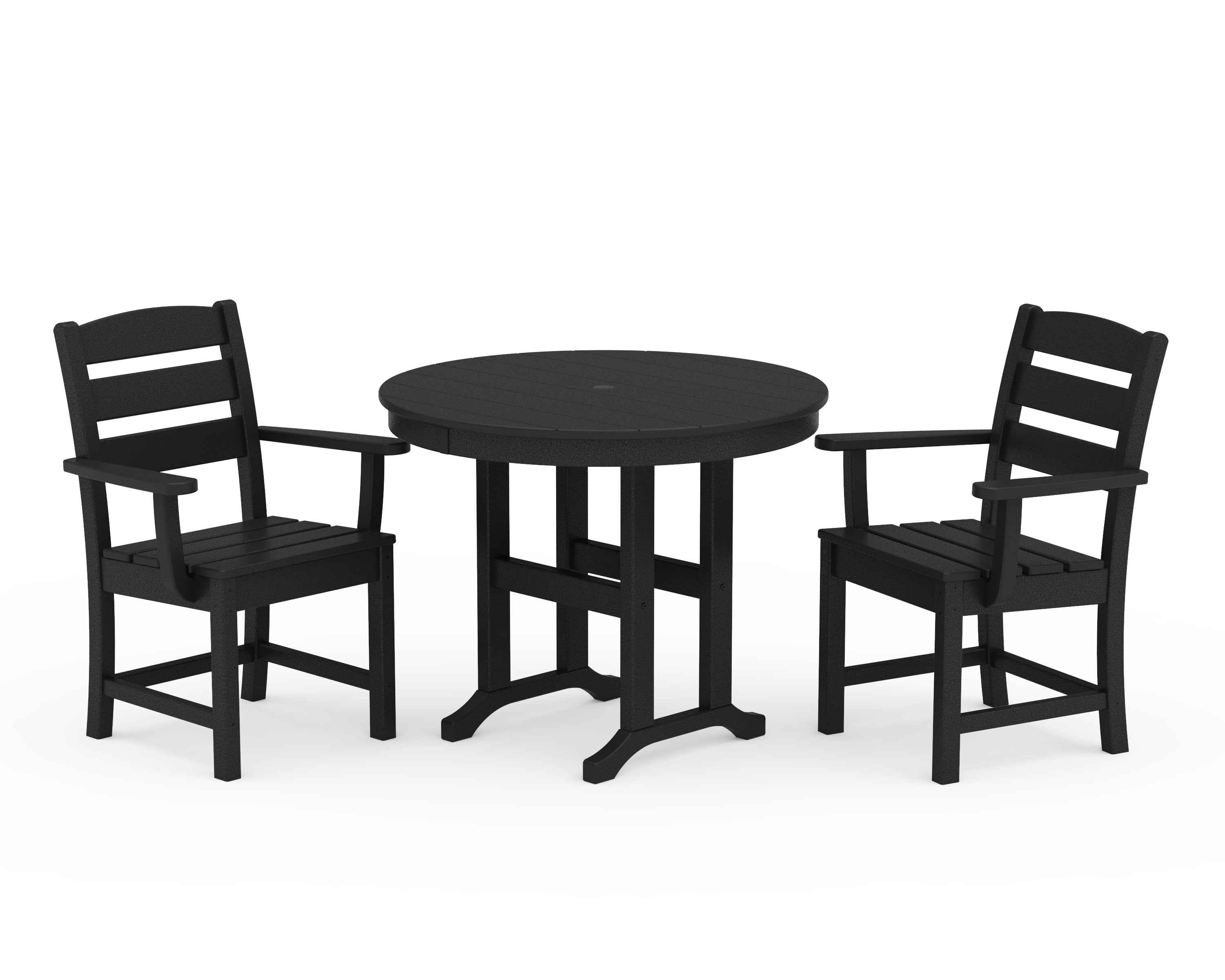 POLYWOOD Lakeside 3-Piece Round Dining Set in Black