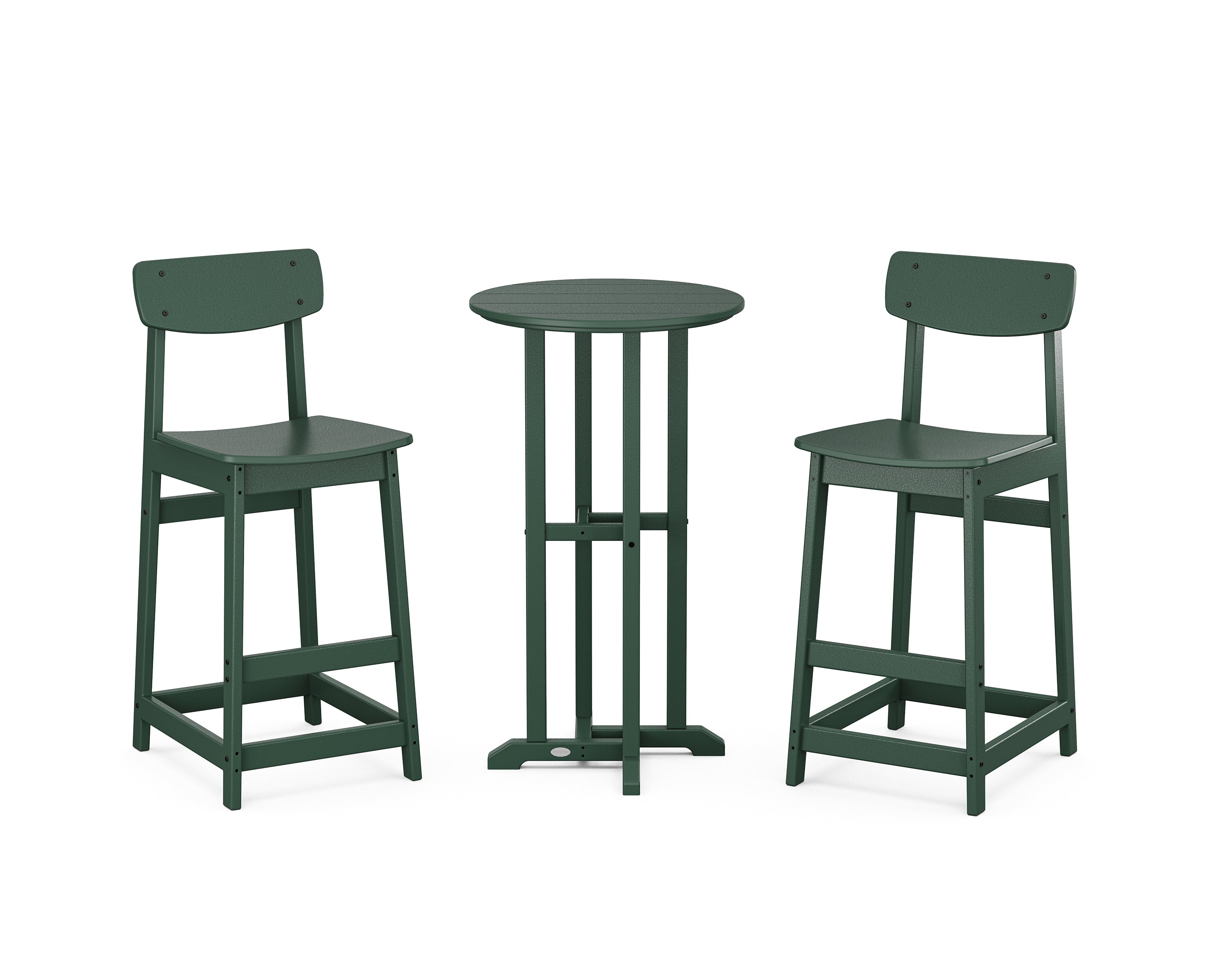 POLYWOOD Modern Studio Urban Bar Chair 3-Piece Bistro Set in Green