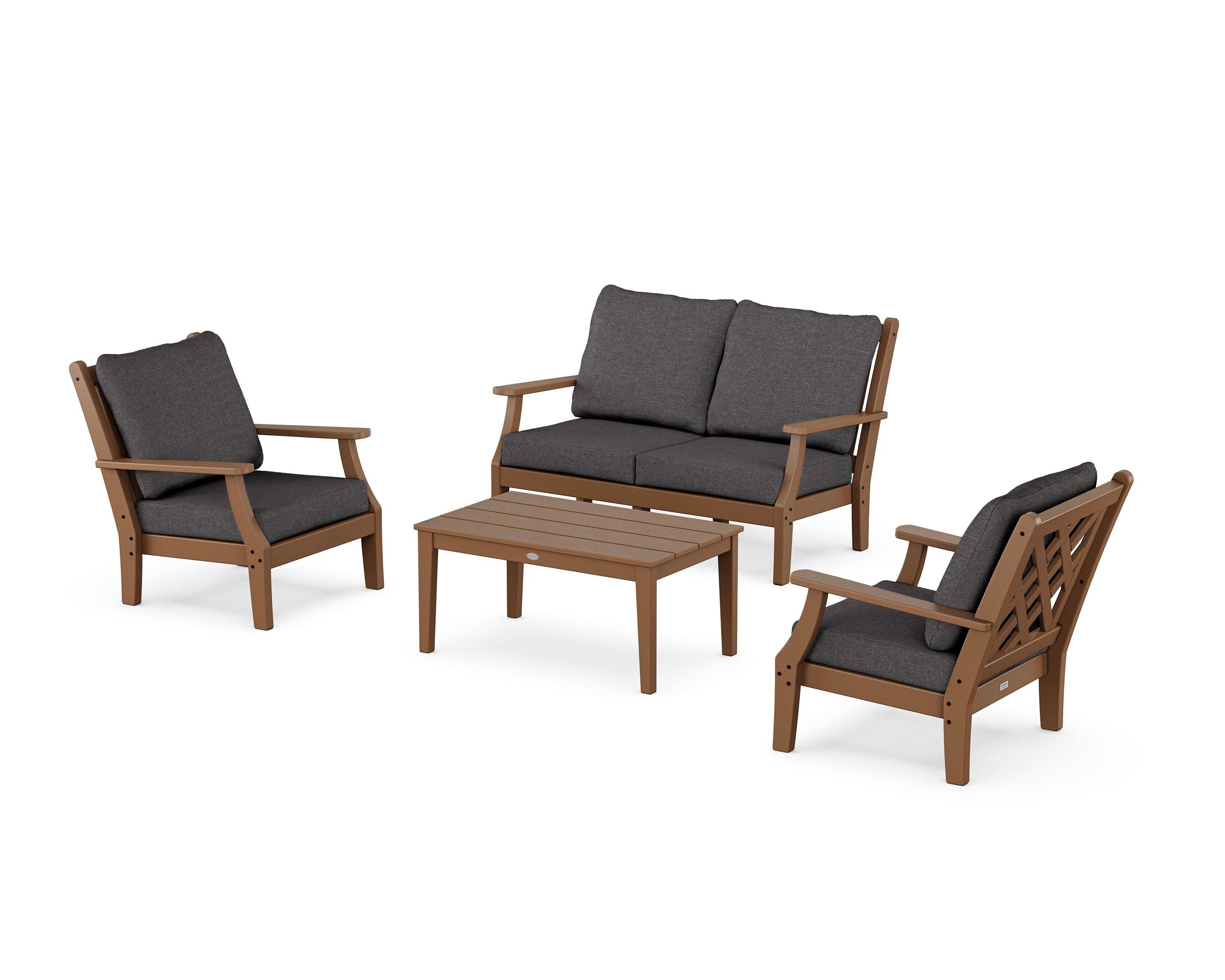 Country Living Wovendale 4-Piece Deep Seating Set with Loveseat in Teak / Ash Charcoal