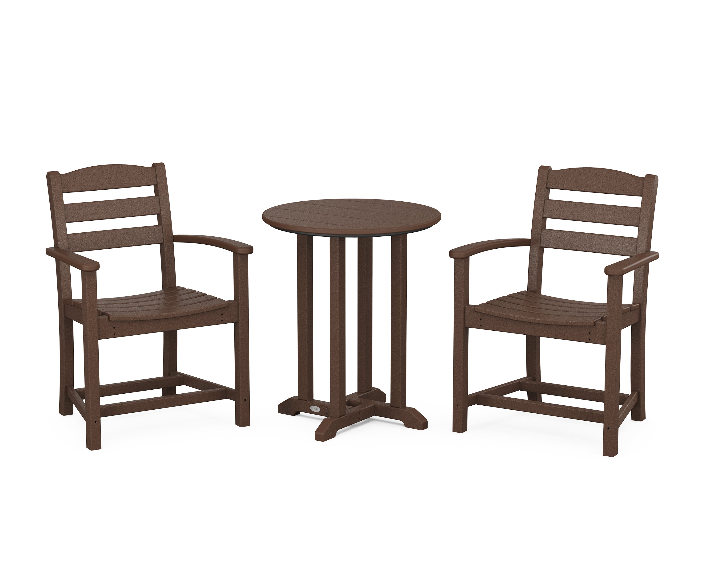 POLYWOOD La Casa Café 3-Piece Round Bistro Dining Set in Mahogany