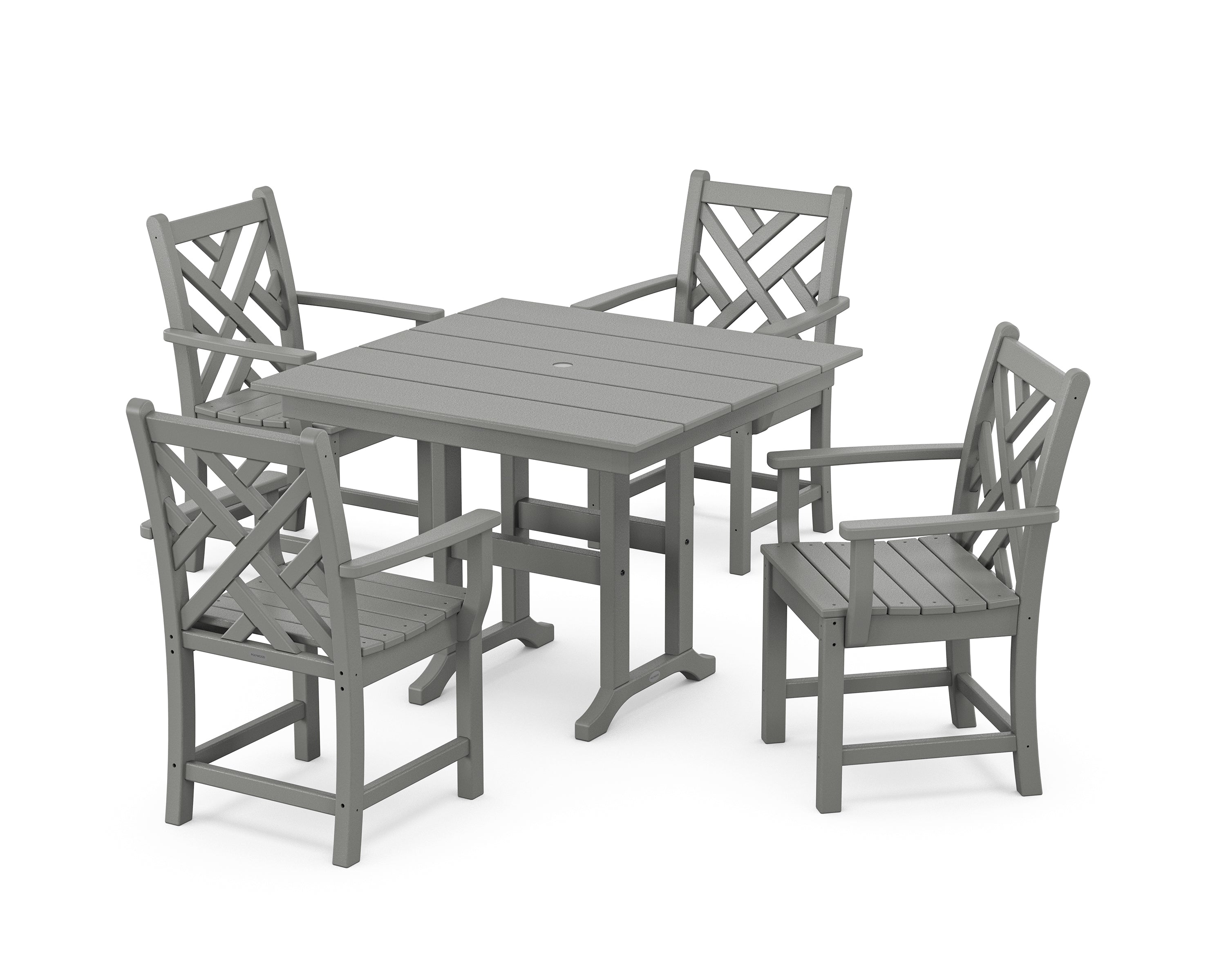 POLYWOOD Chippendale 5-Piece Farmhouse Dining Set in Slate Grey