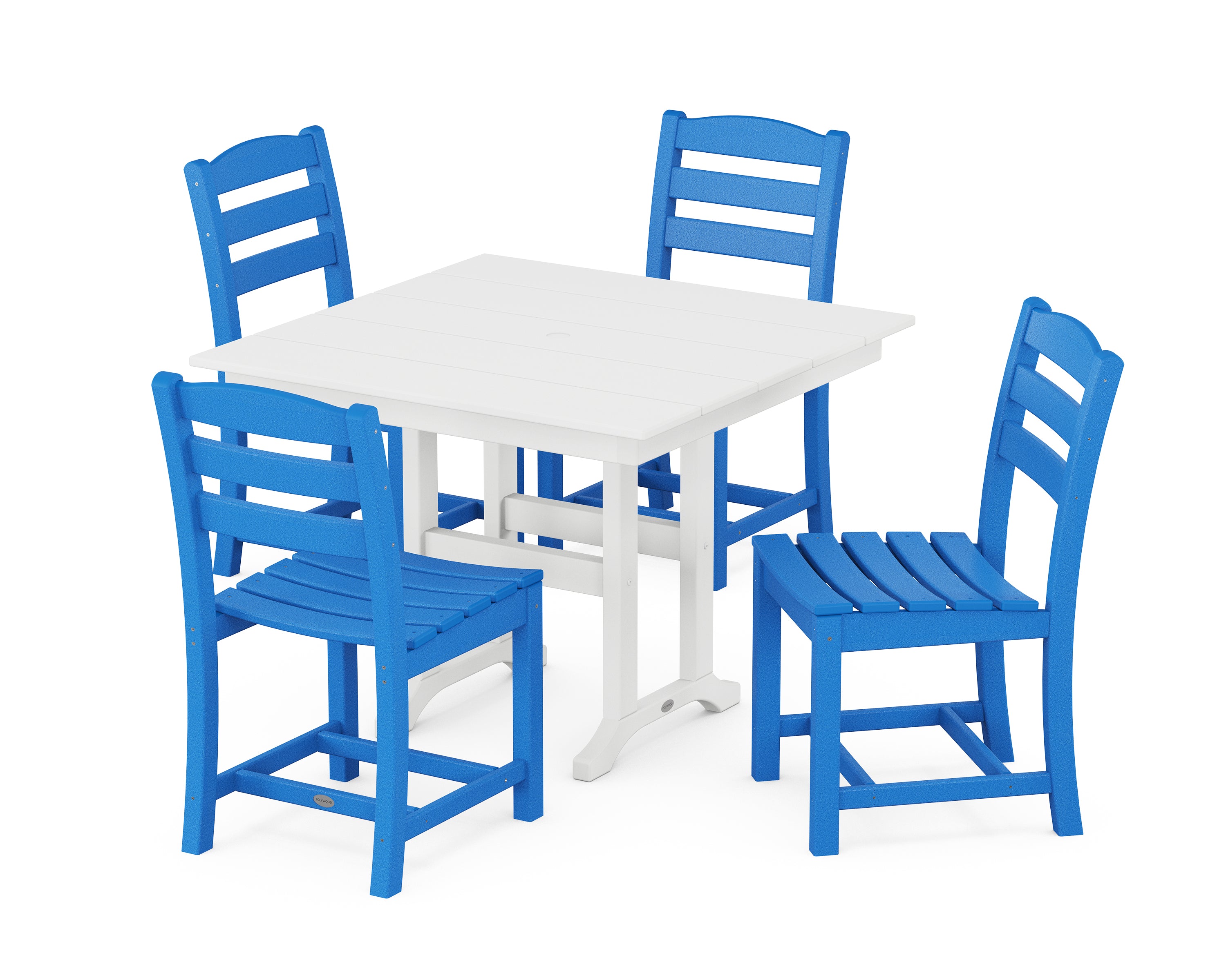 POLYWOOD® La Casa Café Side Chair 5-Piece Farmhouse Dining Set in Pacific Blue / White