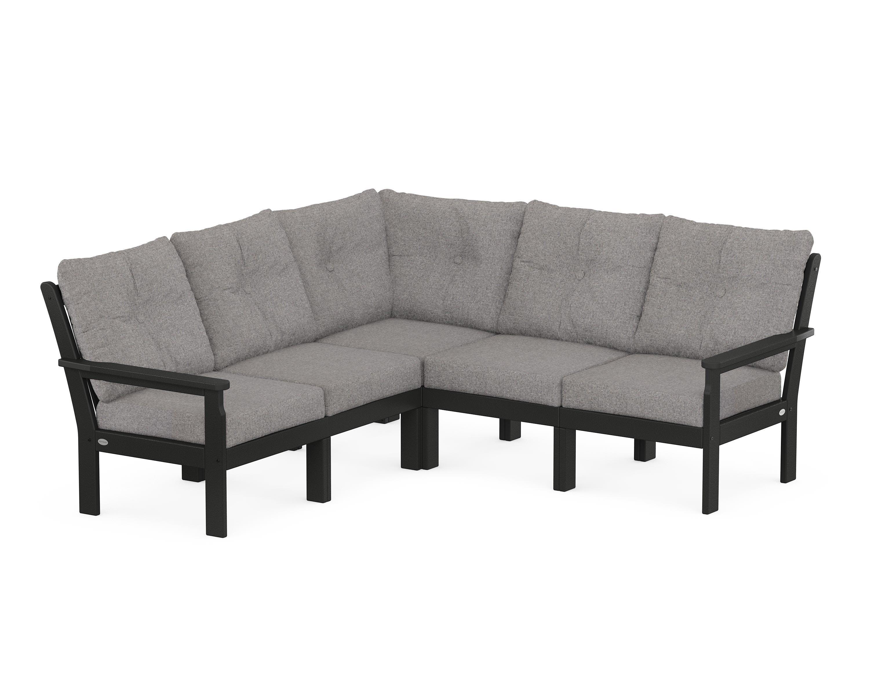 POLYWOOD Vineyard 5-Piece Sectional in Black / Grey Mist