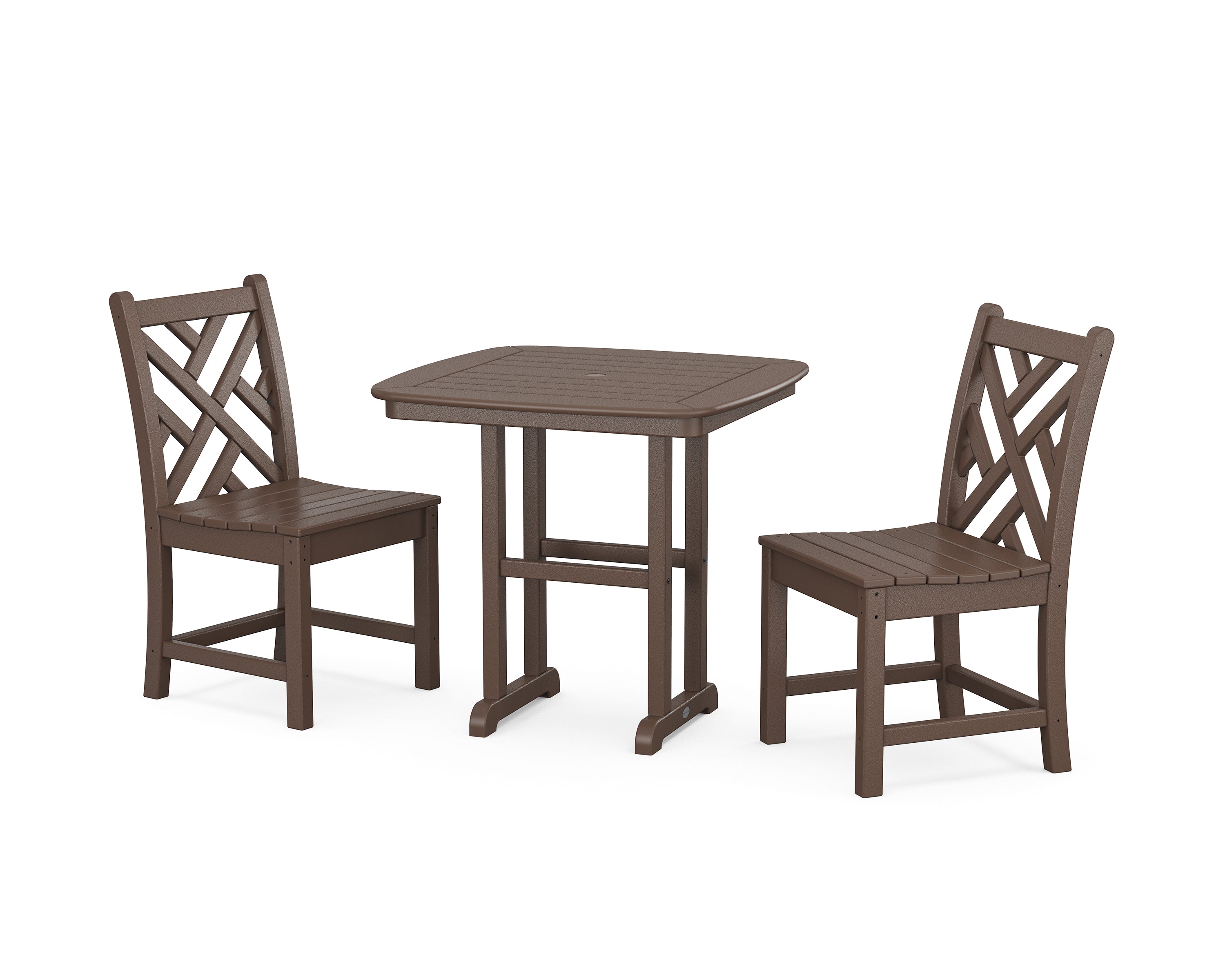 POLYWOOD® Chippendale Side Chair 3-Piece Dining Set in Mahogany