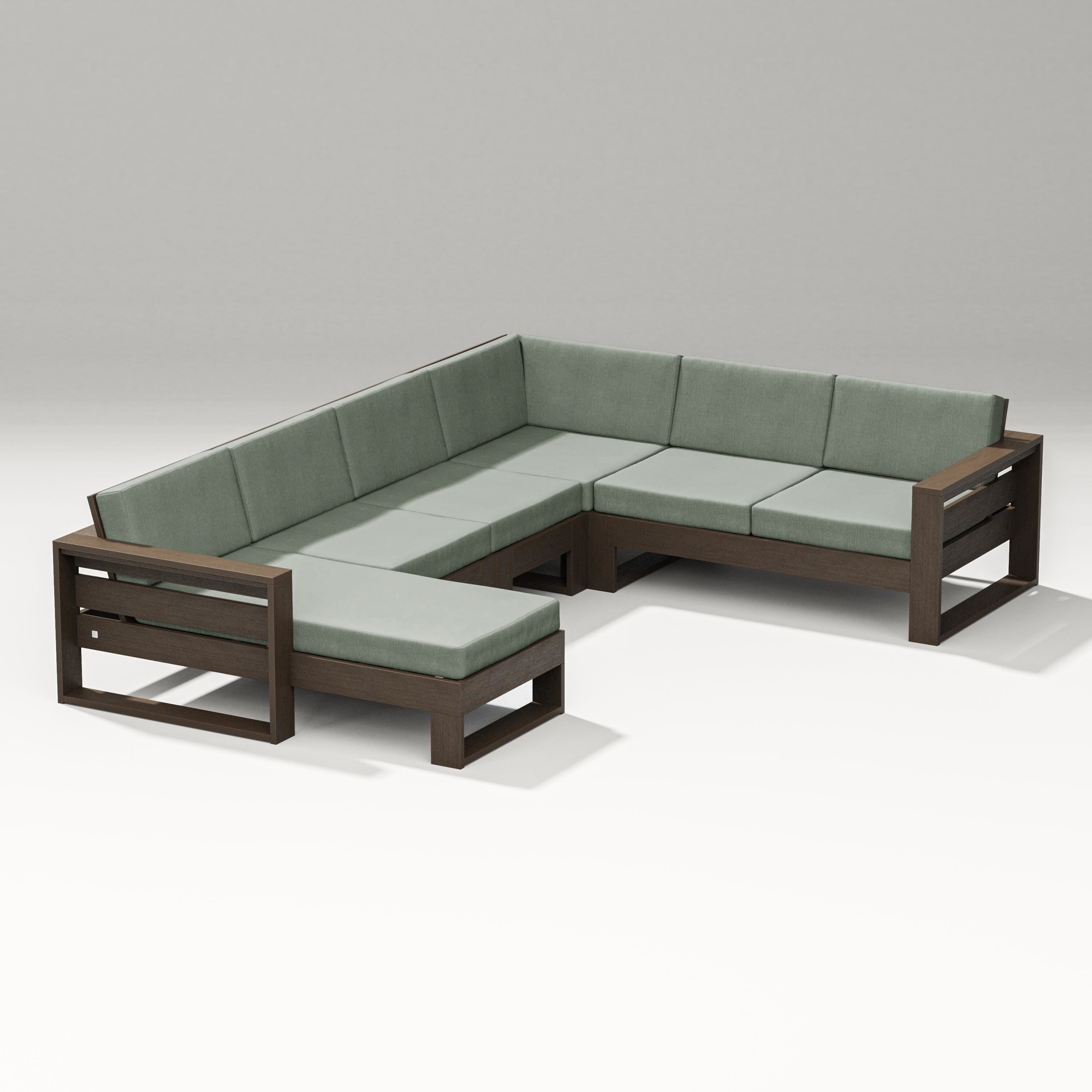 PW Designer Series Latitude Corner Sectional with Left Chaise in Kona / Cast Sage