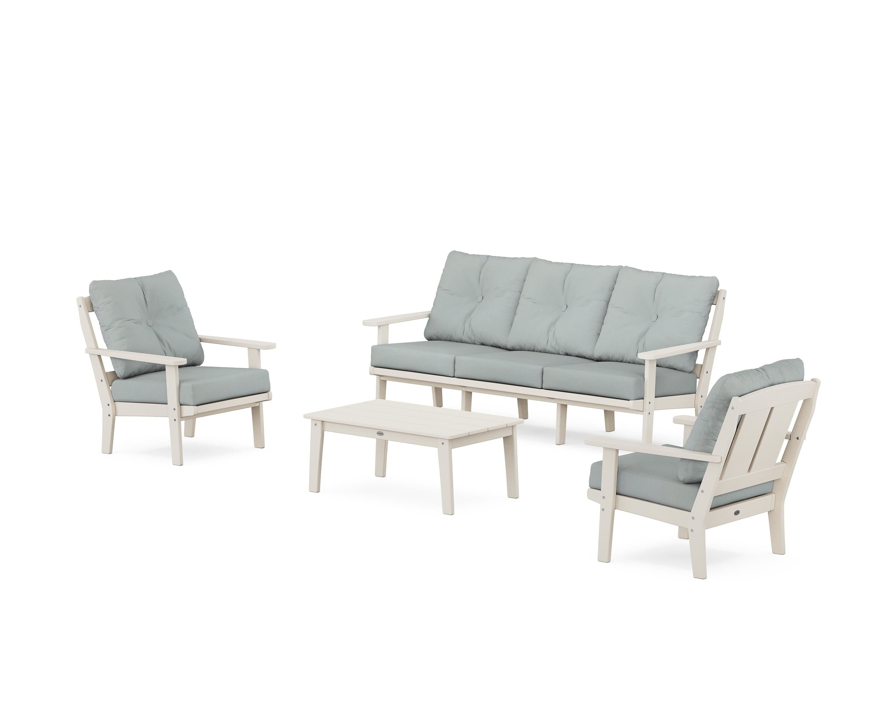 POLYWOOD Mission 4-Piece Deep Seating Set with Sofa in Sand / Spa
