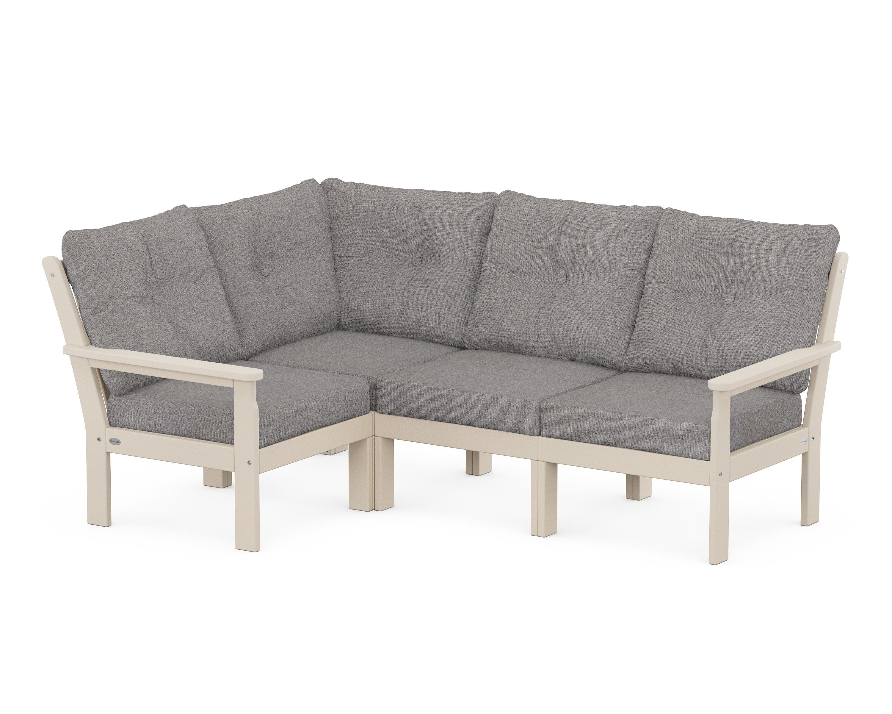 POLYWOOD Vineyard 4-Piece Sectional in Sand / Grey Mist