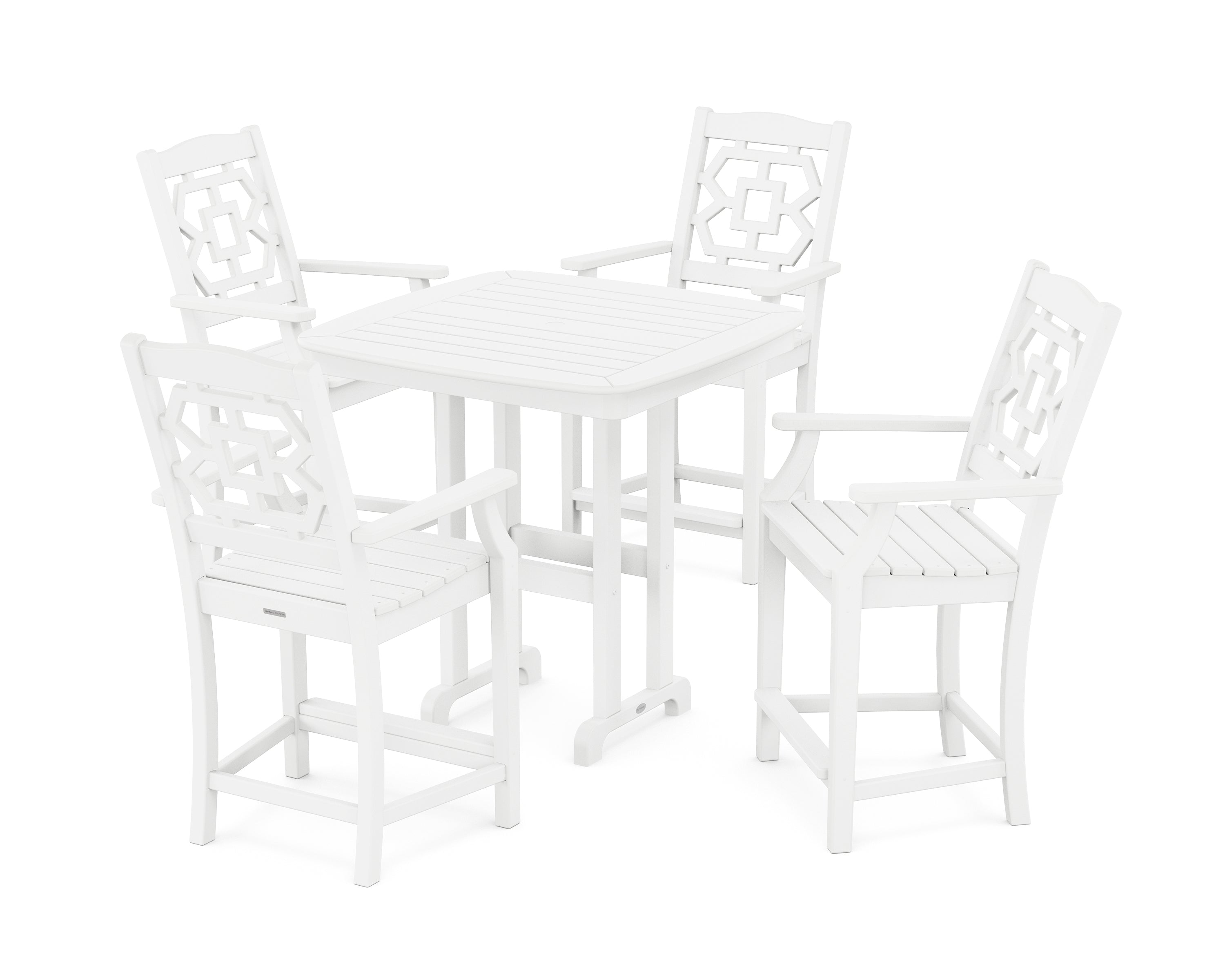 Martha Stewart by POLYWOOD Chinoiserie 5-Piece Counter Set in White