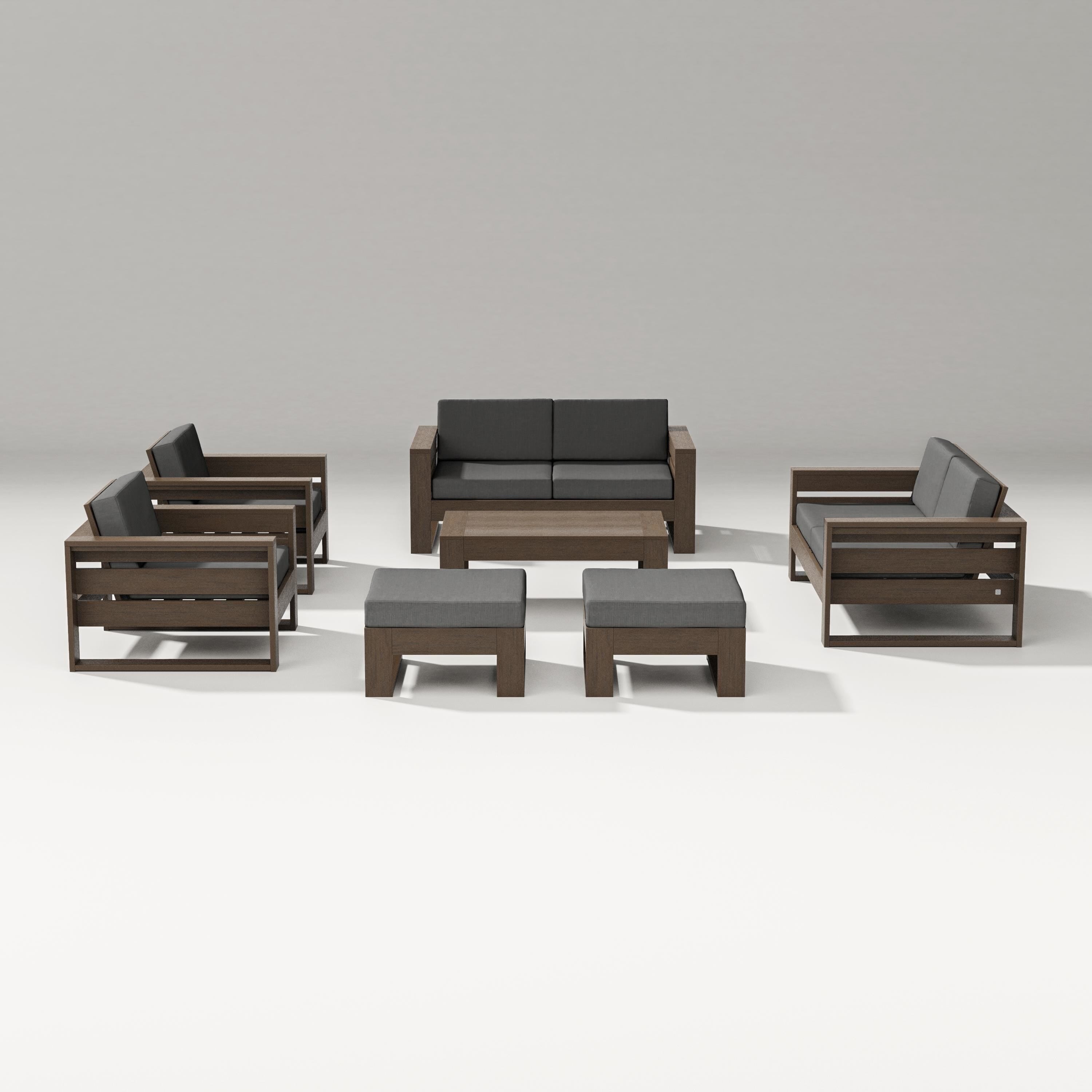 PW Designer Series Latitude 7-Piece Lounge Loveseat Set in Kona / Spectrum Carbon