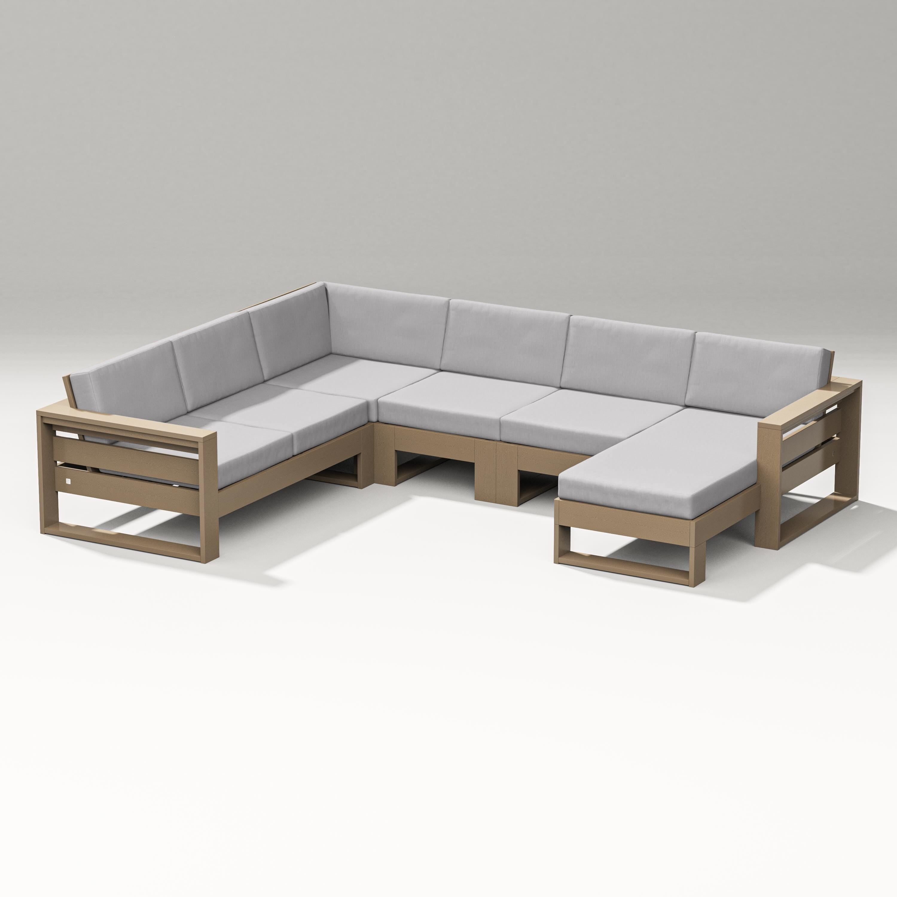 PW Designer Series Latitude Corner Sectional with Right Chaise in Vintage Sahara / Granite