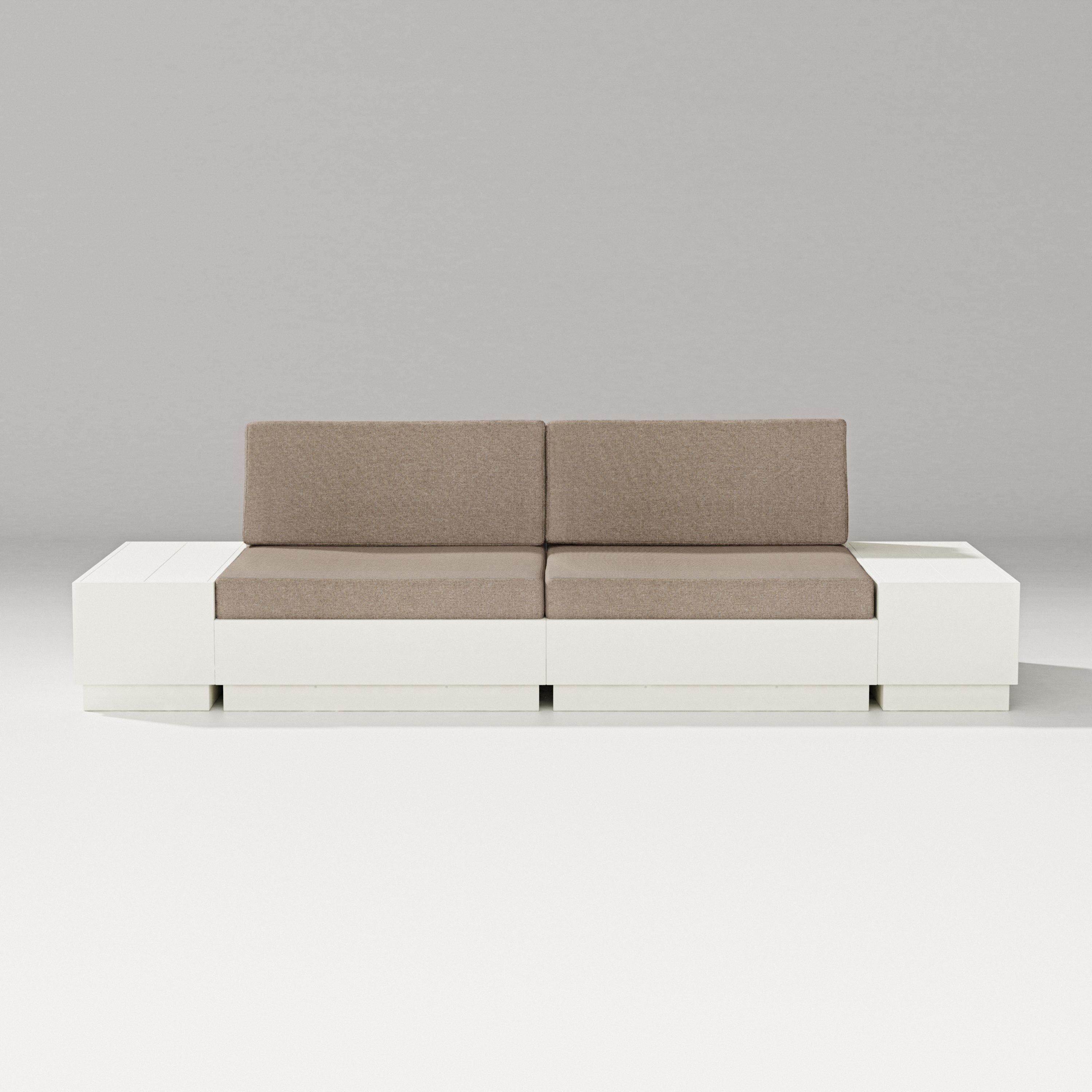 PW Designer Series Elevate 4-Piece Loveseat Sectional in Vintage White / Spiced Burlap