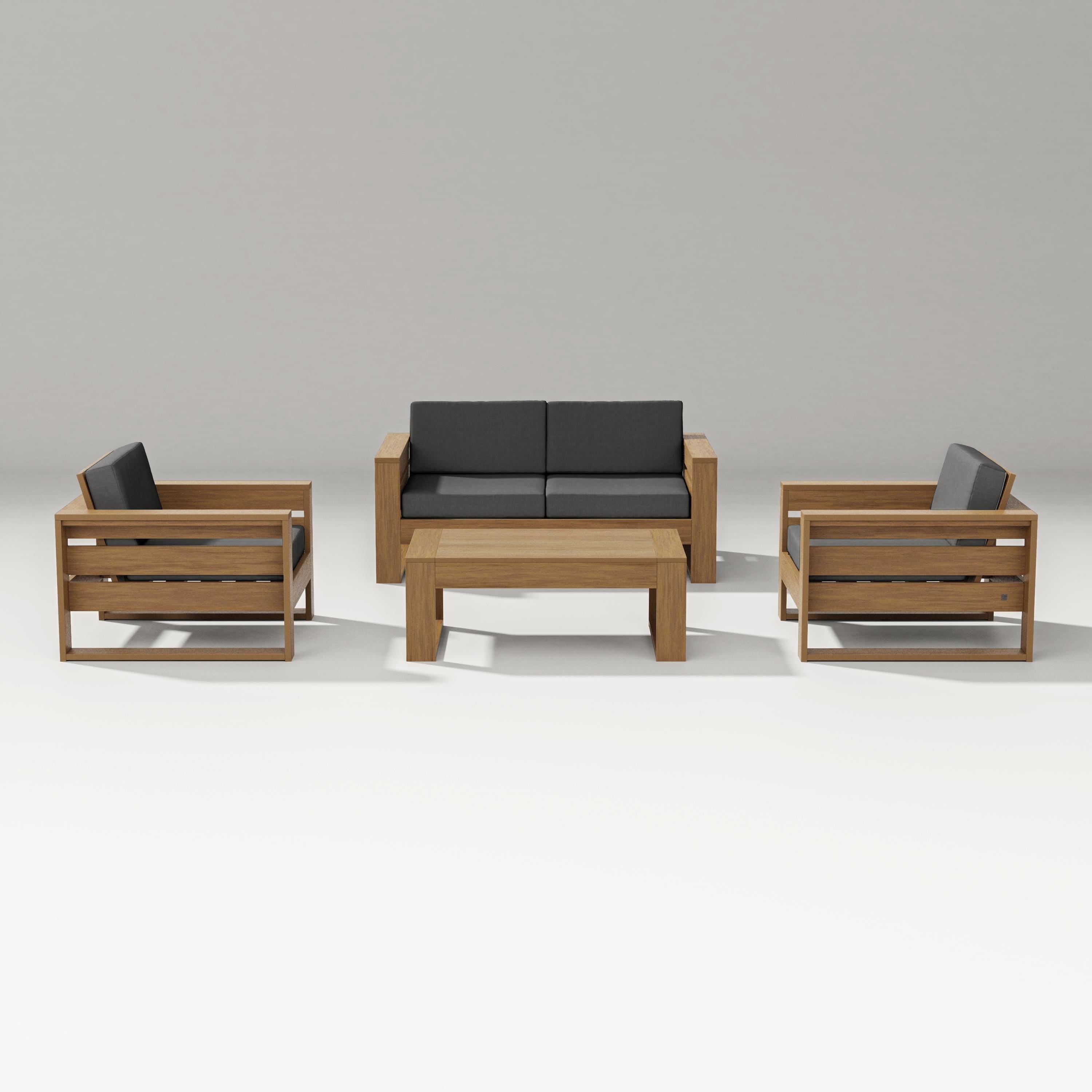 PW Designer Series Latitude 4-Piece Lounge Loveseat Set in Natural / Spectrum Carbon