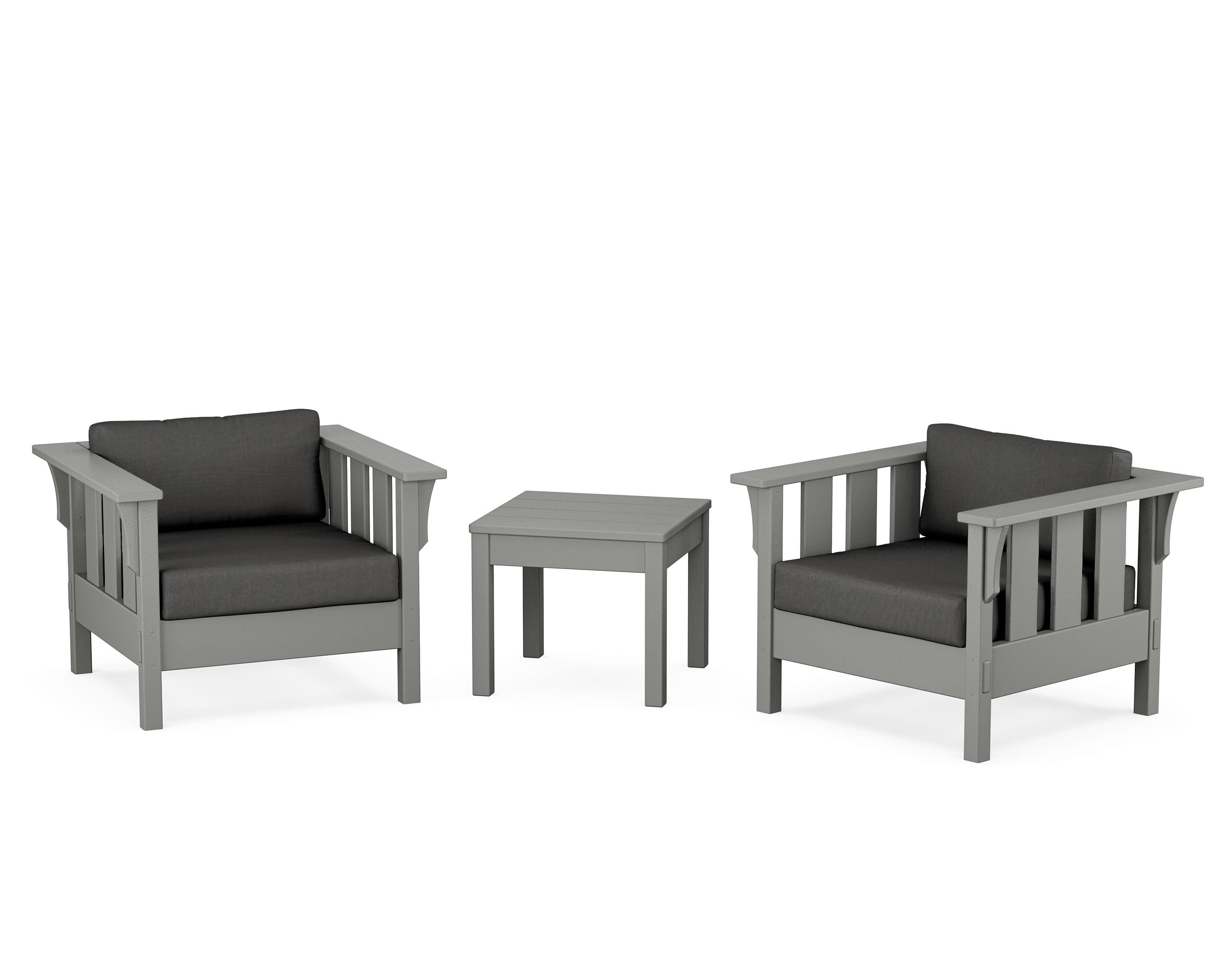 Martha Stewart by POLYWOOD Acadia 3-Piece Deep Seating Set in Slate Grey / Spectrum Carbon