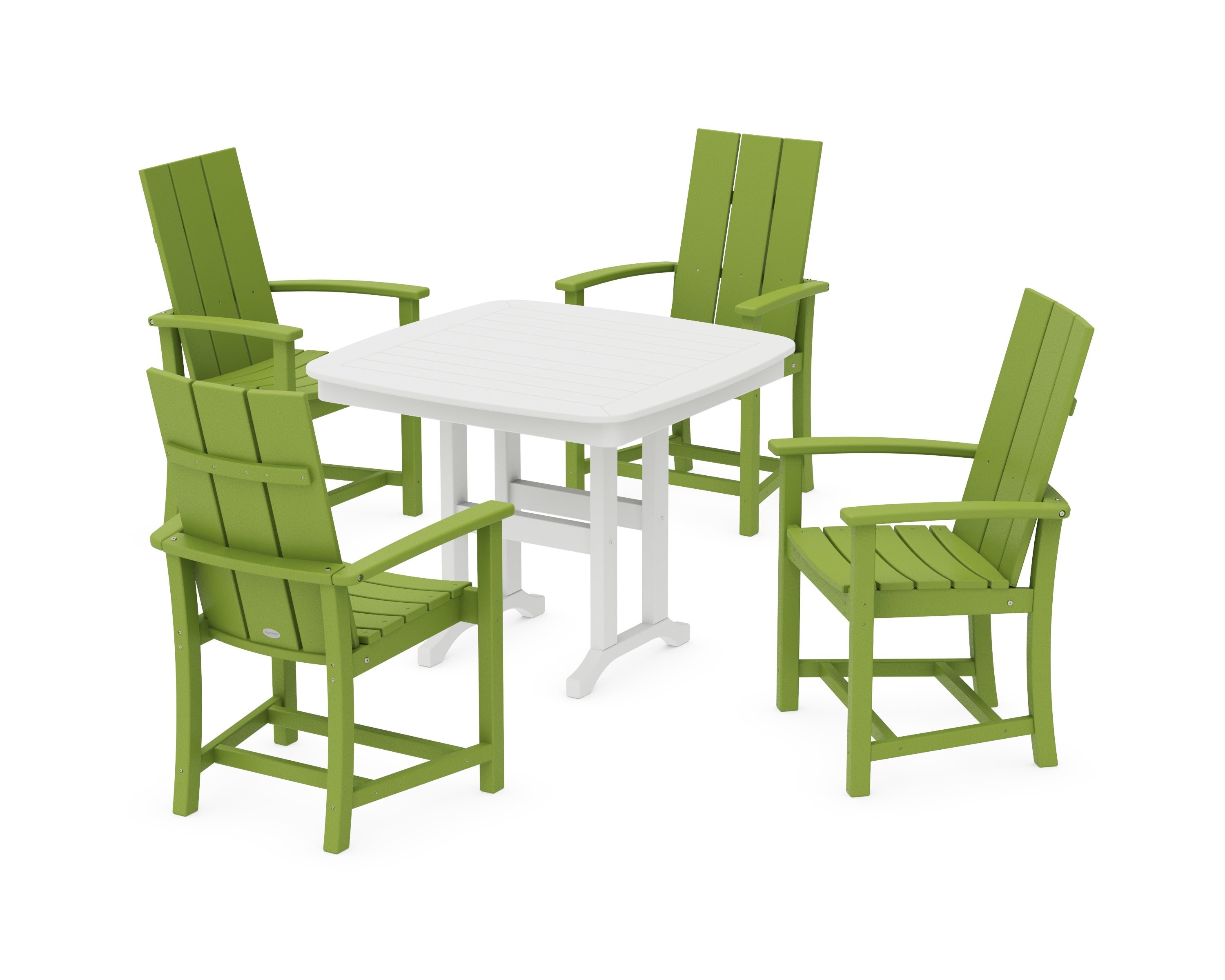 POLYWOOD Modern Adirondack 5-Piece Dining Set in Lime / White