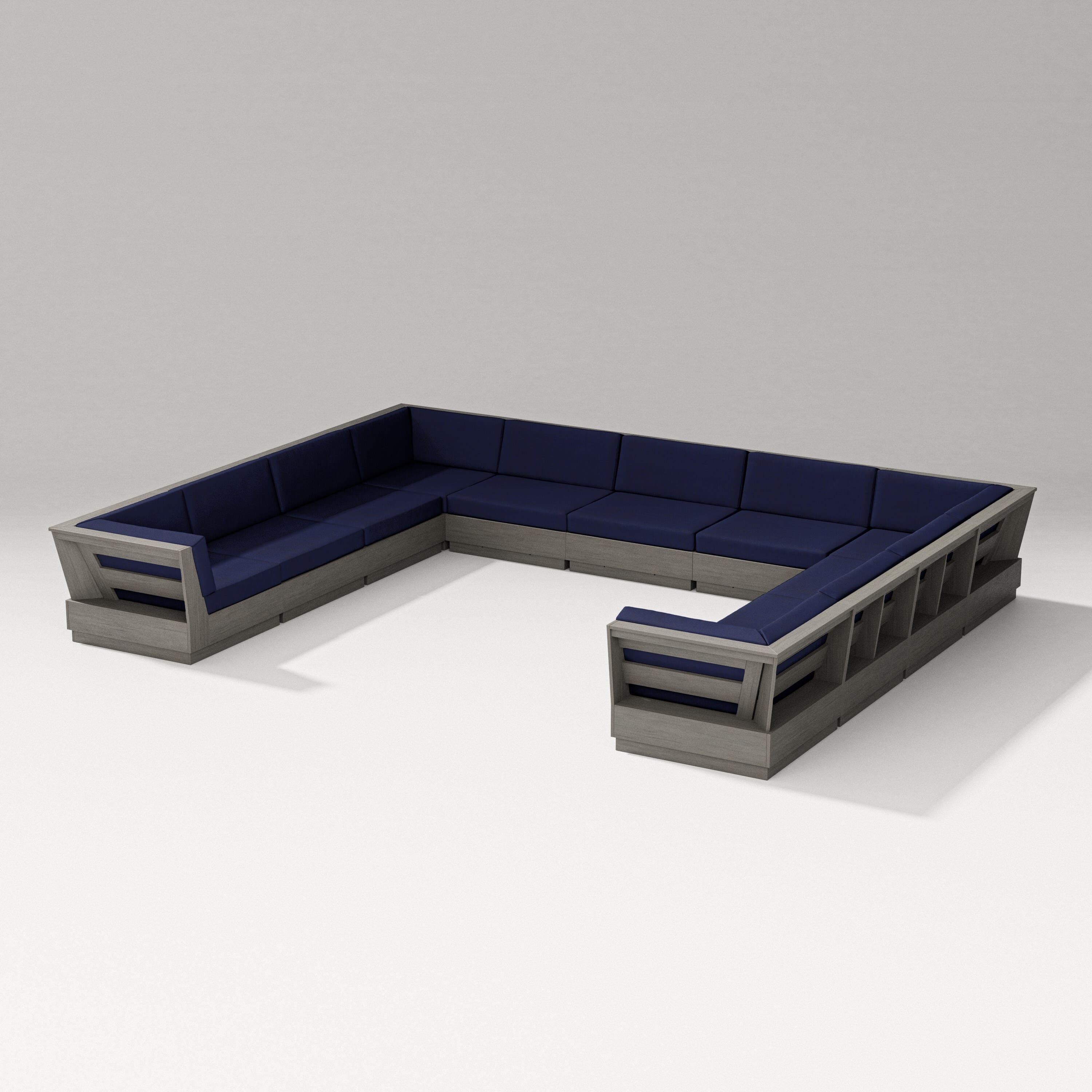 PW Designer Series Elevate Large U-Shaped Sectional in Driftwood / Navy